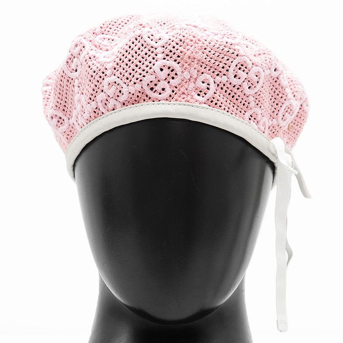 Gucci Gucci Gucci GG Monogram Embroidery Cotton Blend Beret Cotton Hats DUTY FREE for USA Size ONE SIZE - 5 Thumbnail