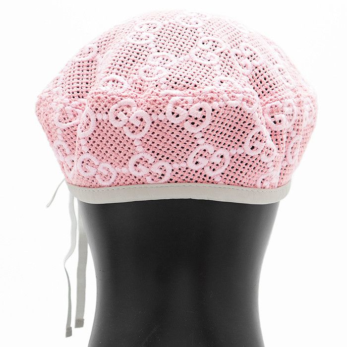 Gucci Gucci Gucci GG Monogram Embroidery Cotton Blend Beret Cotton Hats DUTY FREE for USA Size ONE SIZE - 7 Thumbnail