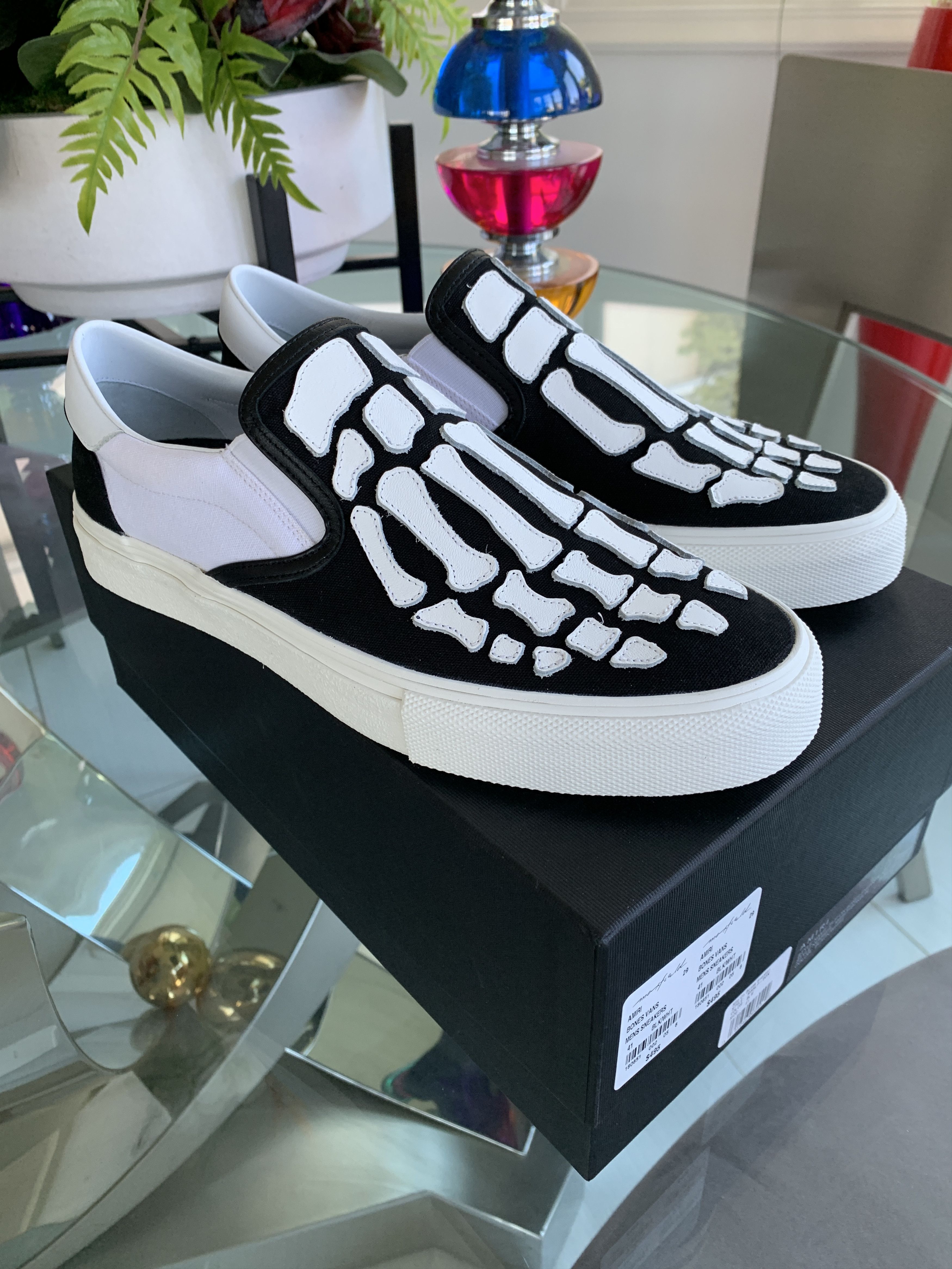 Amiri Black & White Skeleton Slip-On Sneakers - Men AMIRI Skel Top slip-on sneakers for Men - Black in USA  main image 2