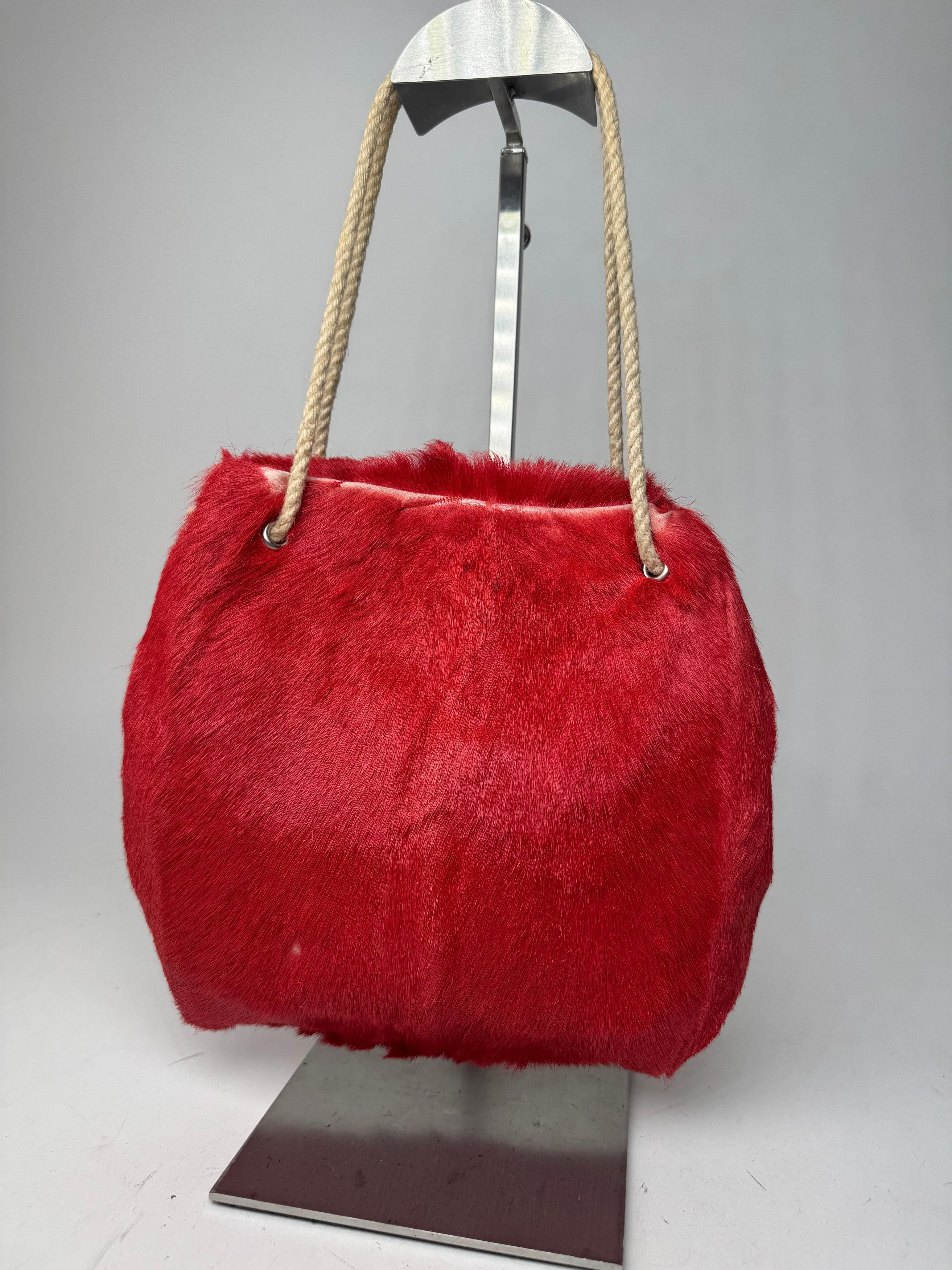 Marni Vintage Fur Tote Bag Red Size ONE SIZE - 8 Thumbnail
