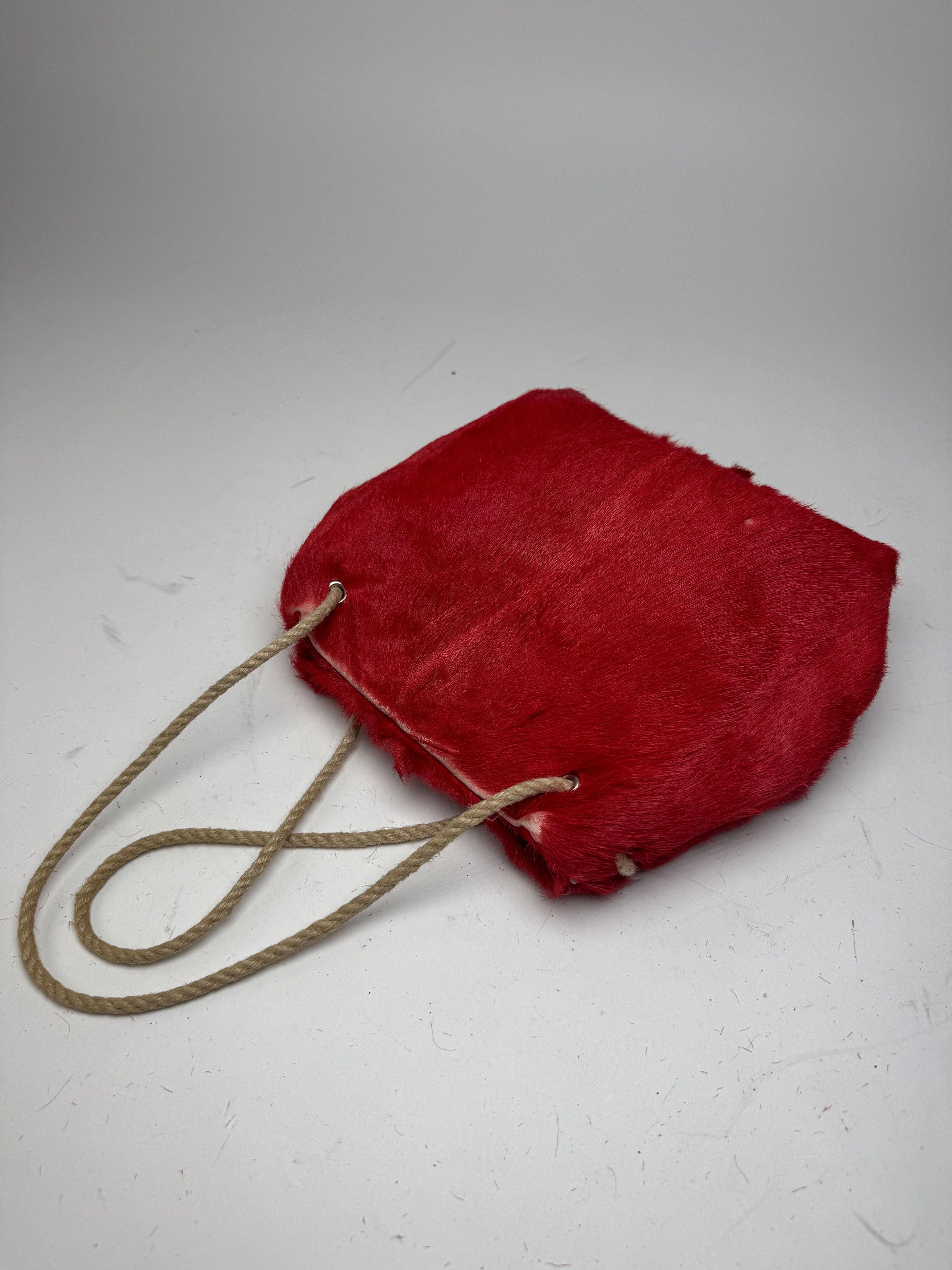 Marni Vintage Fur Tote Bag Red Size ONE SIZE - 9 Thumbnail