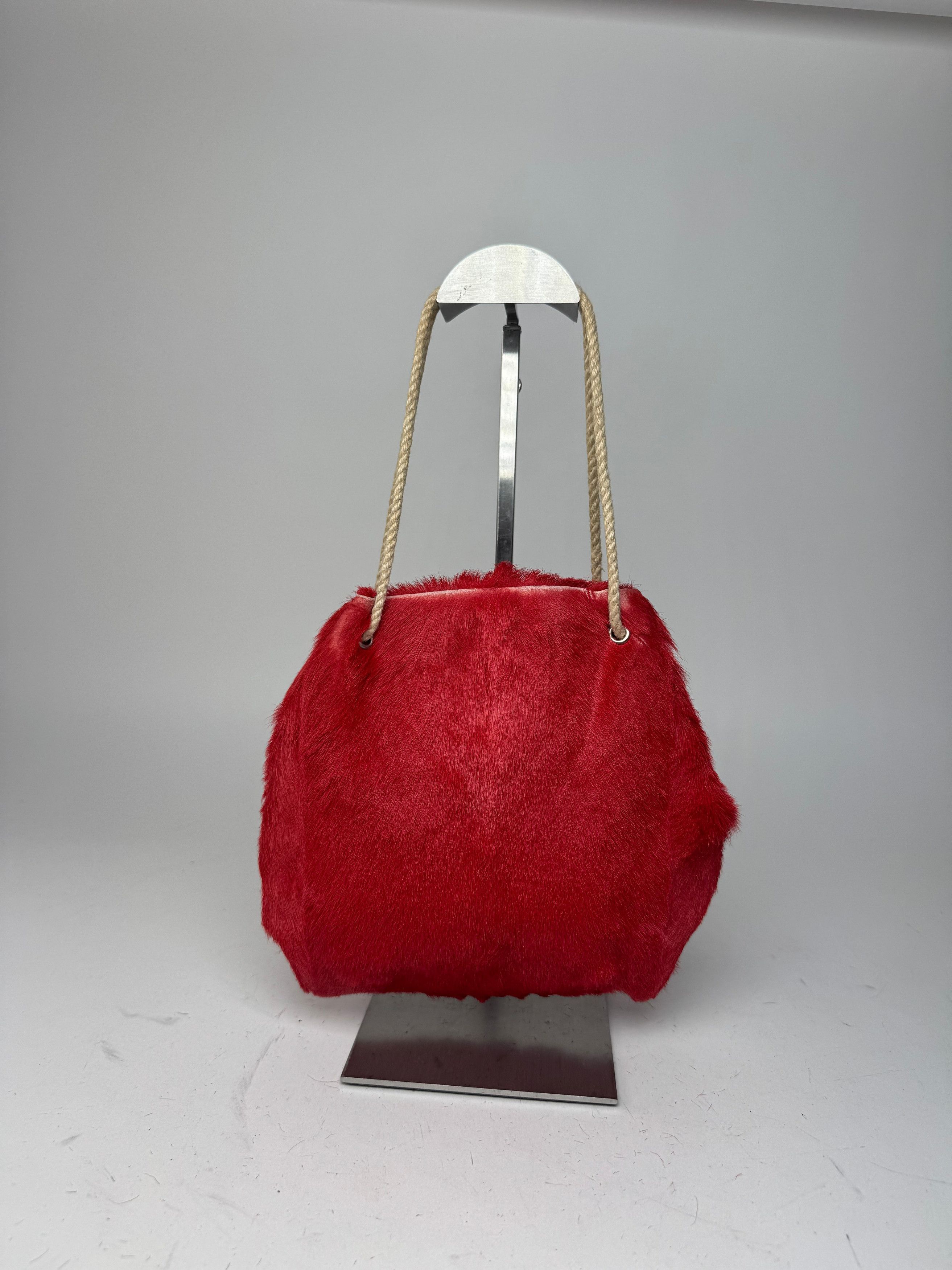 Marni Vintage Fur Tote Bag Red Size ONE SIZE - 3 Thumbnail