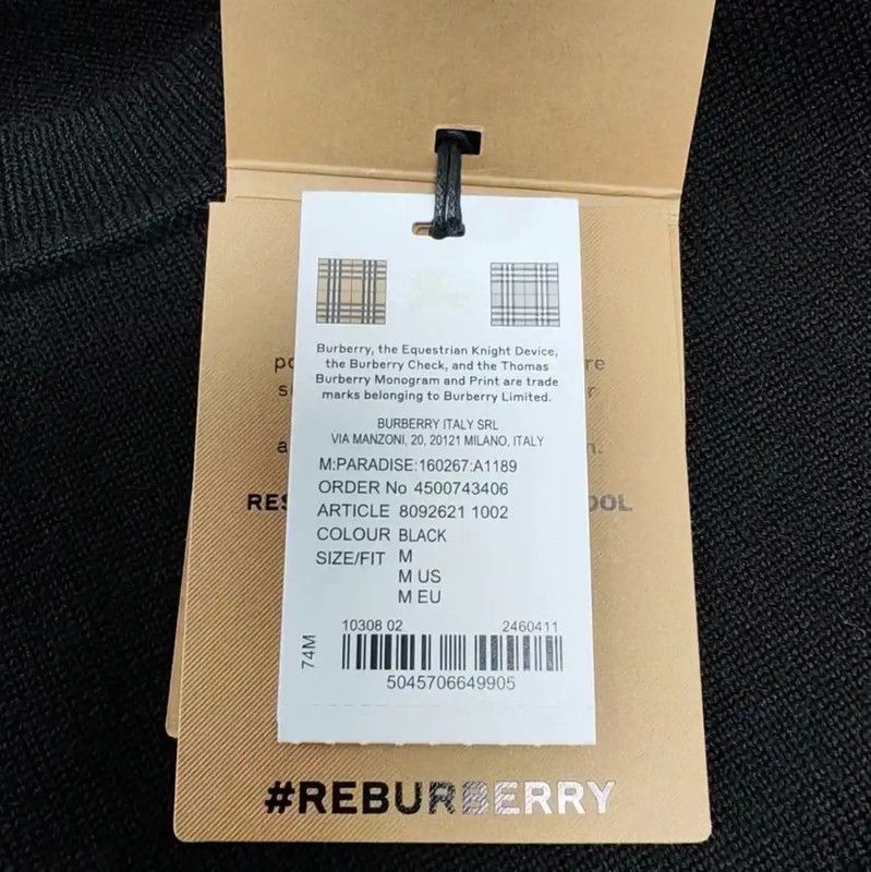 Burberry Burberry Men's Black Logo Knitted Sweater Size US S / EU 44-46 / 1 - 5 Thumbnail