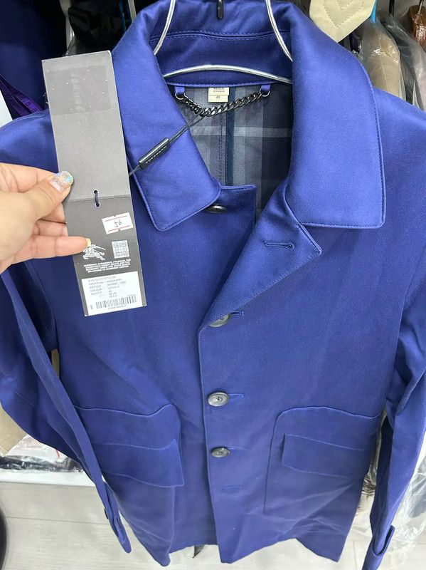 Burberry Burberry Men's Blue Cotton Mid-Length Trench Coat Size US L / EU 52-54 / 3 - 7 Thumbnail