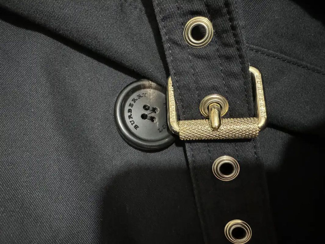 Burberry Burberry Black Leather Logo Embroidered Trench Coat Size US S / EU 44-46 / 1 - 4 Thumbnail