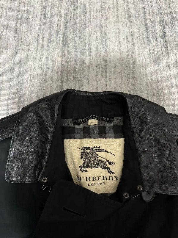 Burberry Burberry Black Leather Logo Men's Trench Coat Size US M / EU 48-50 / 2 - 3 Thumbnail
