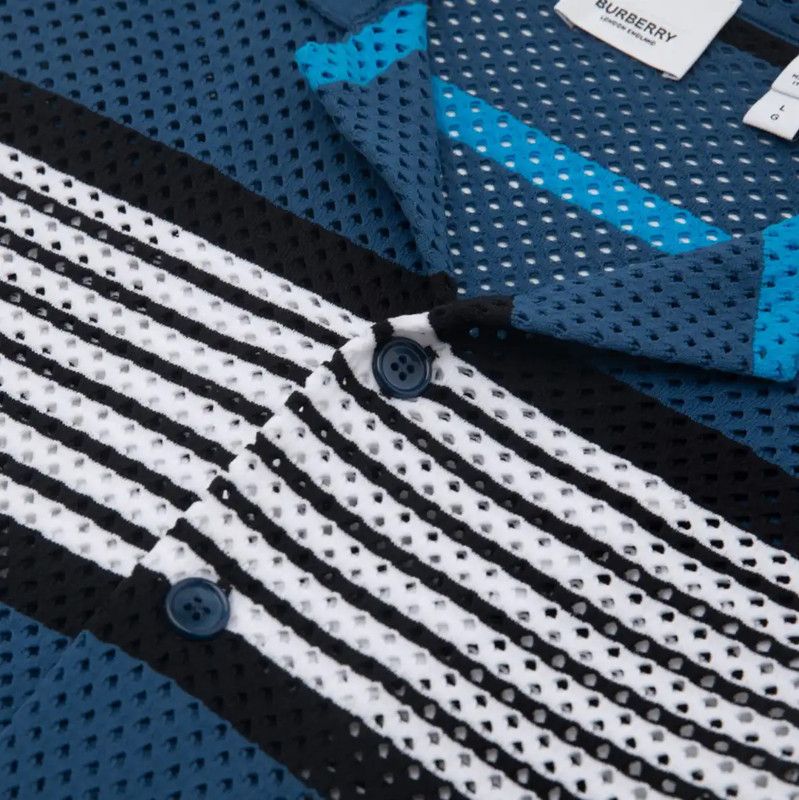 Burberry Burberry Summer Blue Striped Short Sleeve Polo Size US XL / EU 56 / 4 - 4 Thumbnail