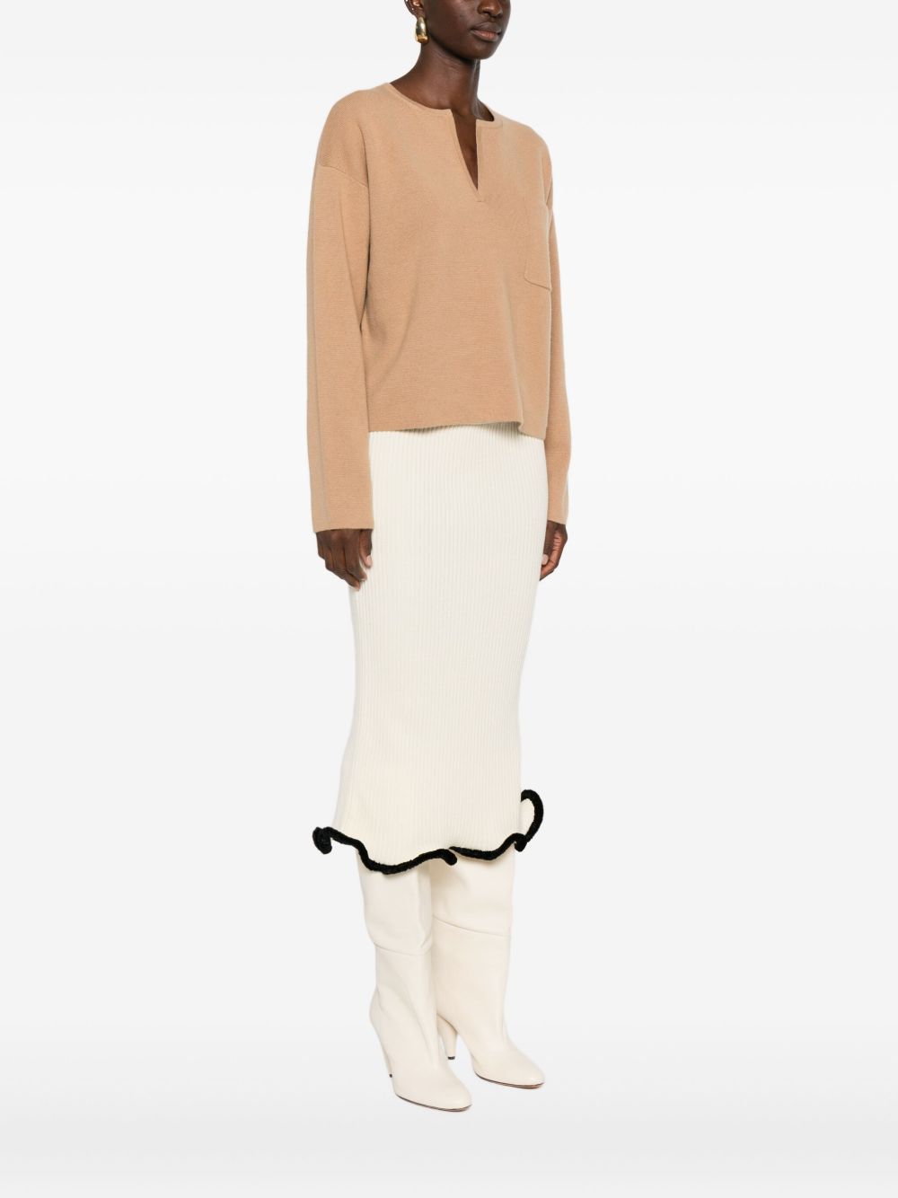 Max Mara V-NECK SWEATER IN CASHMERE WOOL Size S / US 4 / IT 40 - 4 Thumbnail