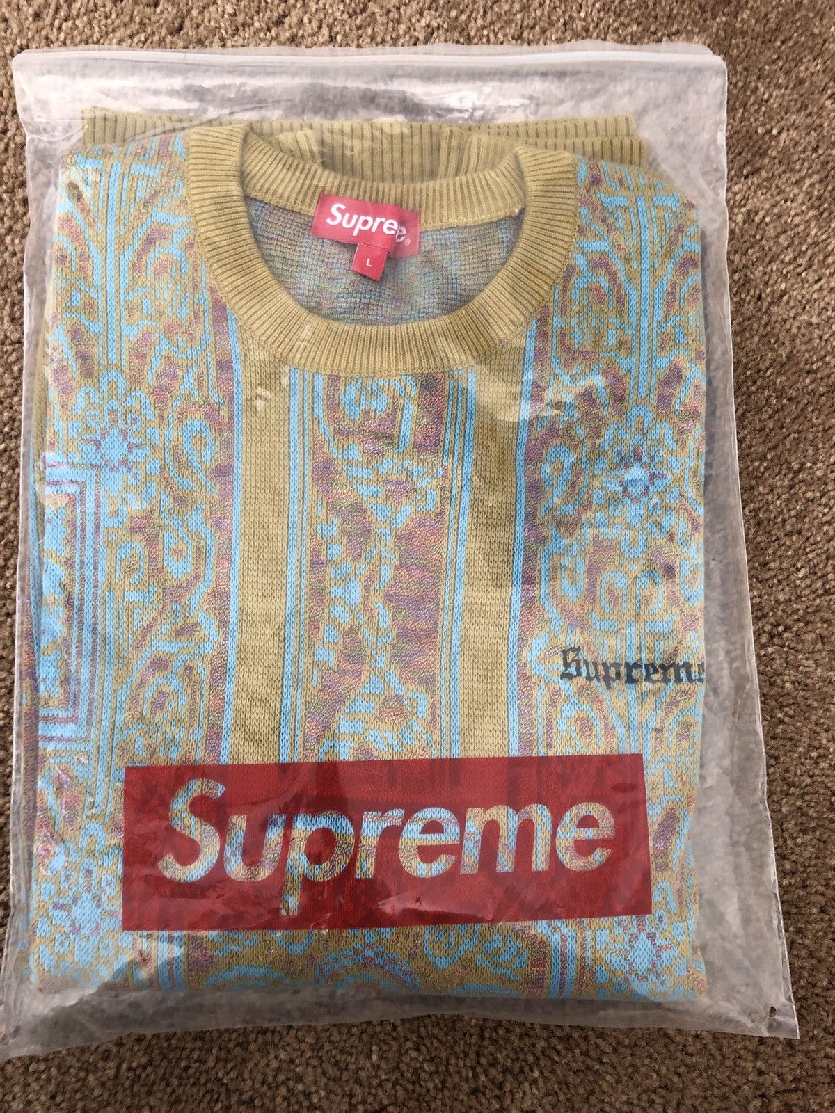 Supreme Supreme tapestry sweater - olive - large | Grailed