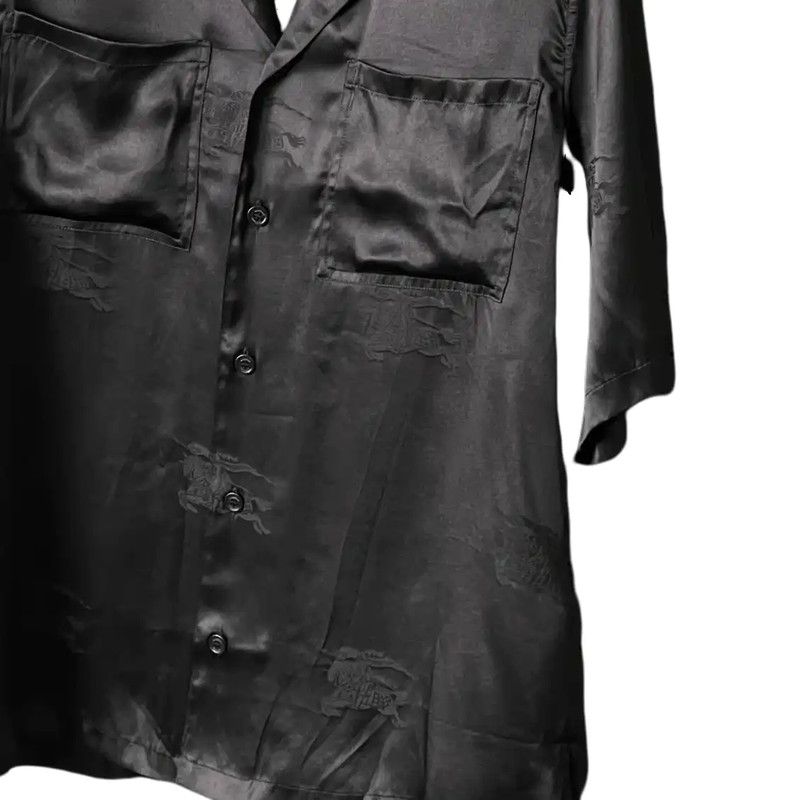 Burberry Burberry Men's Black Silk Short Sleeve Shirt Size US XXL / EU 58 / 5 - 4 Thumbnail