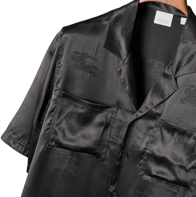 Burberry Burberry Men's Black Silk Short Sleeve Shirt Size US XXL / EU 58 / 5 - 6 Thumbnail