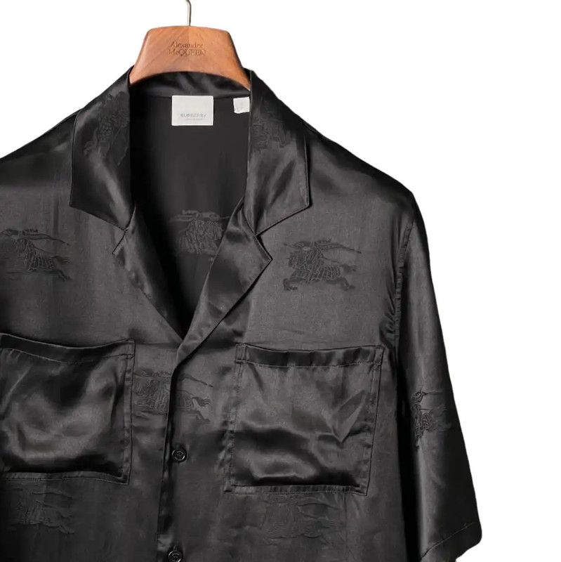 Burberry Burberry Men's Black Silk Short Sleeve Shirt Size US XXL / EU 58 / 5 - 3 Thumbnail