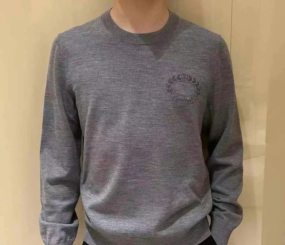 Burberry Burberry Gray Logo Knit Sweater for Men Size US XL / EU 56 / 4 - 2 Thumbnail