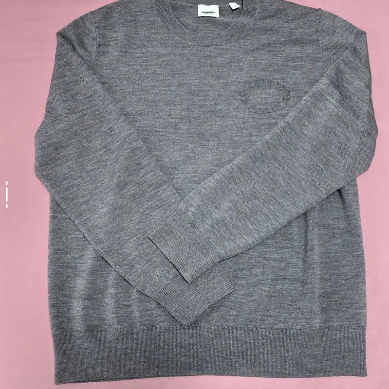 Burberry Burberry Gray Logo Knit Sweater for Men Size US XL / EU 56 / 4 - 9 Thumbnail