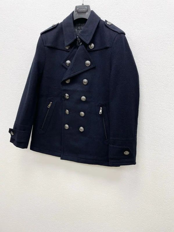 Burberry Navy Wool Men's Long Sleeve Coat