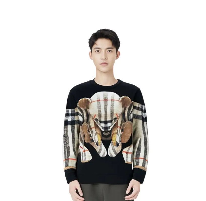 Burberry Burberry Black Cotton Printed Long Sleeve Sweatshirt Size US S / EU 44-46 / 1 - 7 Thumbnail