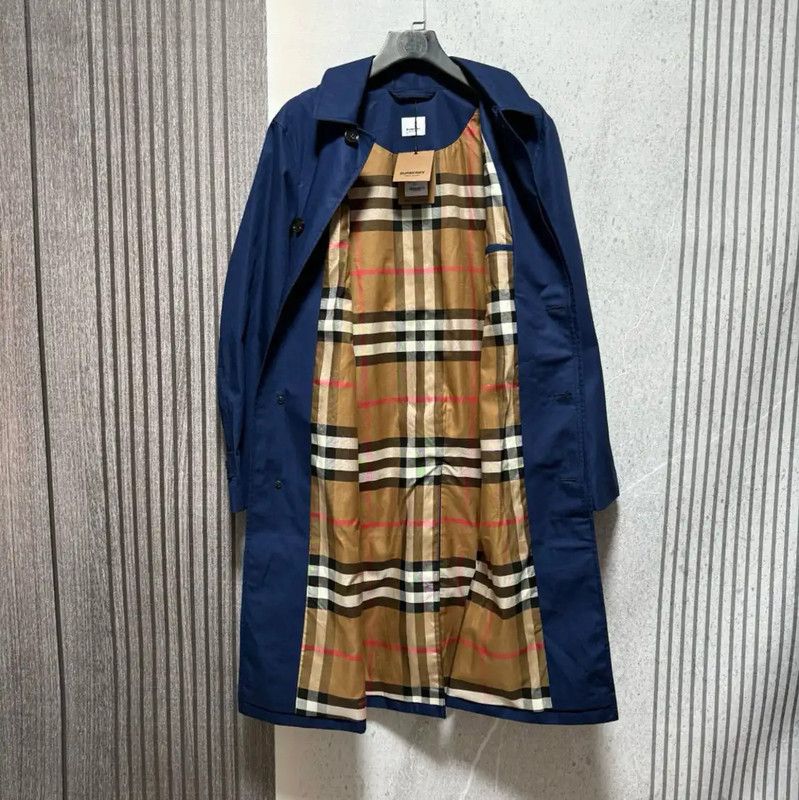 Burberry Burberry Men's Blue Cotton Check Coat Size US XL / EU 56 / 4 - 5 Thumbnail