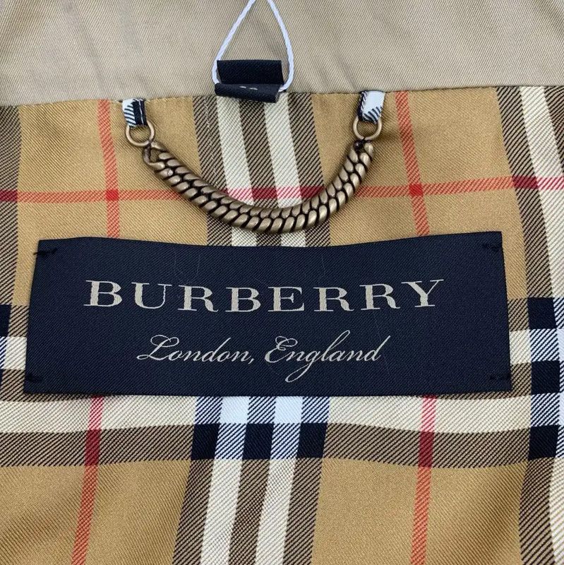 Burberry Burberry Khaki Cotton Printed Mid-Length Trench Coat Size US L / EU 52-54 / 3 - 6 Thumbnail