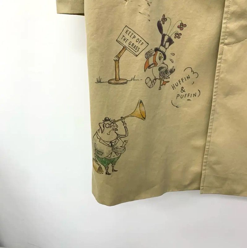 Burberry Burberry Khaki Cotton Printed Mid-Length Trench Coat Size US L / EU 52-54 / 3 - 5 Thumbnail