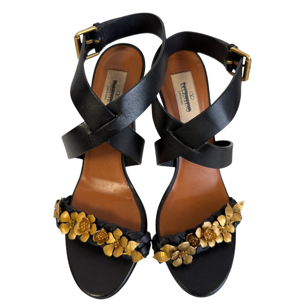 Valentino Valentino Valentino Garavani Leather Flower Motif Sandals Leather Shoes DUTY FREE for USA Size ONE SIZE - 3 Thumbnail