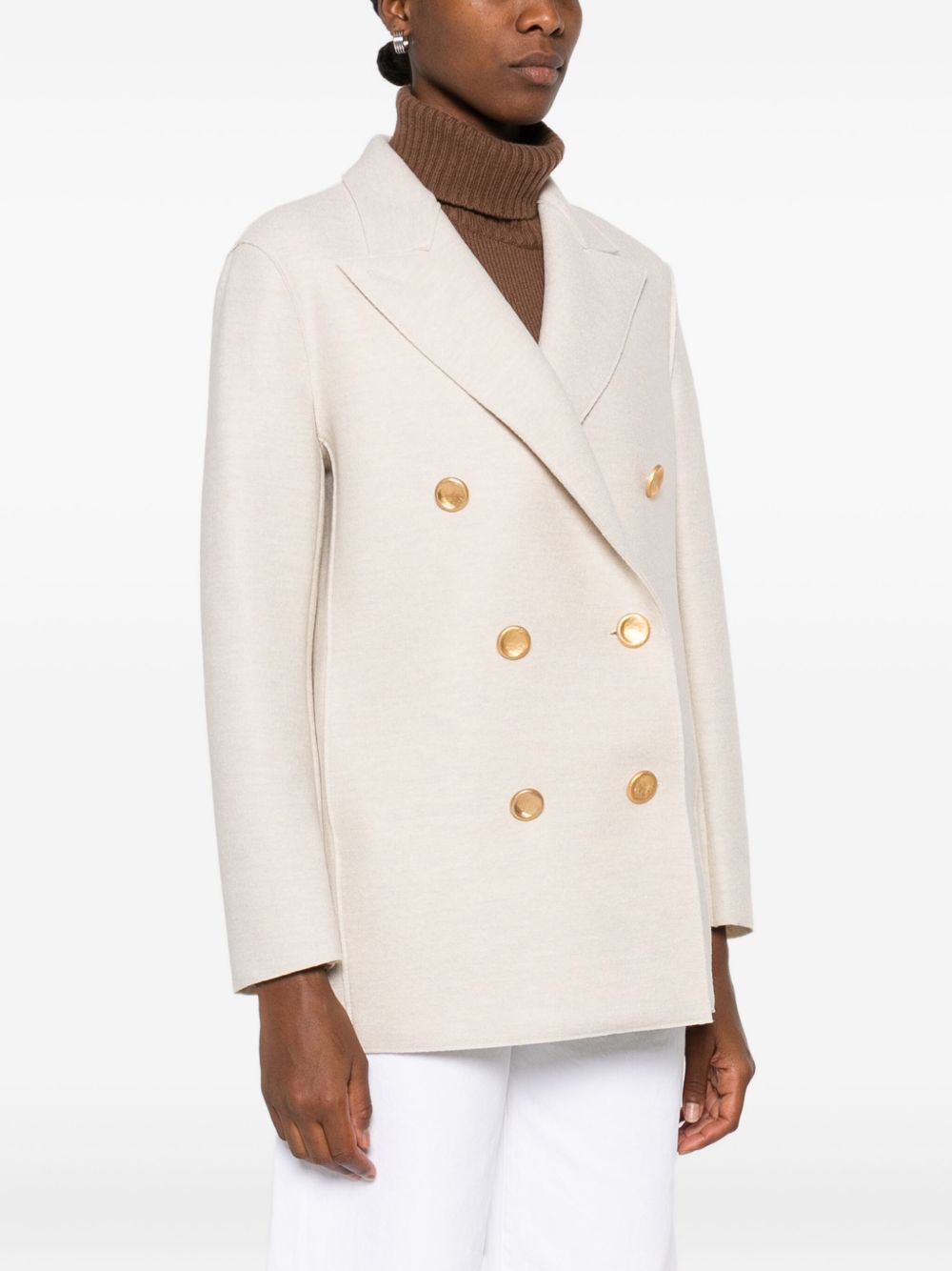 Harris Wharf London WOOL DOUBLE-BREASTED COAT Size L / US 10 / IT 46 - 5 Thumbnail
