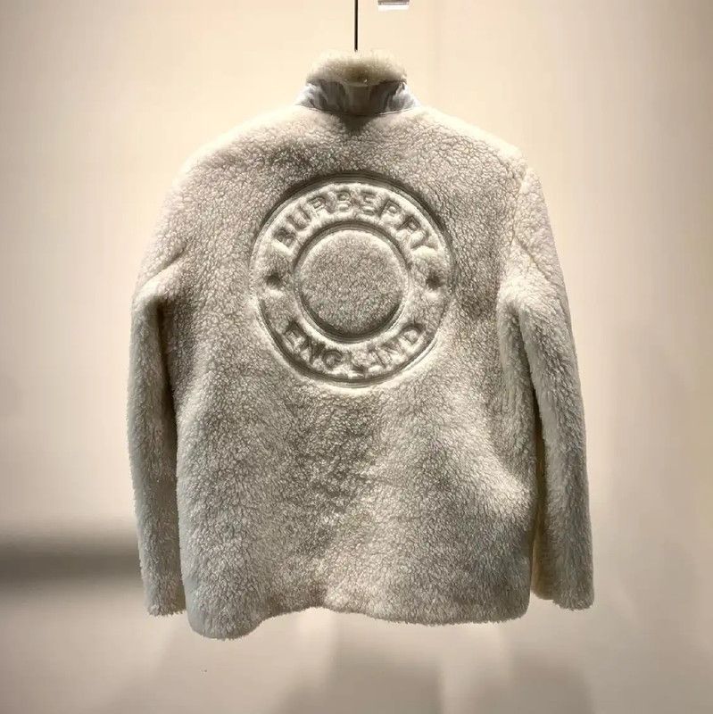Burberry Burberry White Fleece Men's Outerwear Size US M / EU 48-50 / 2 - 2 Thumbnail