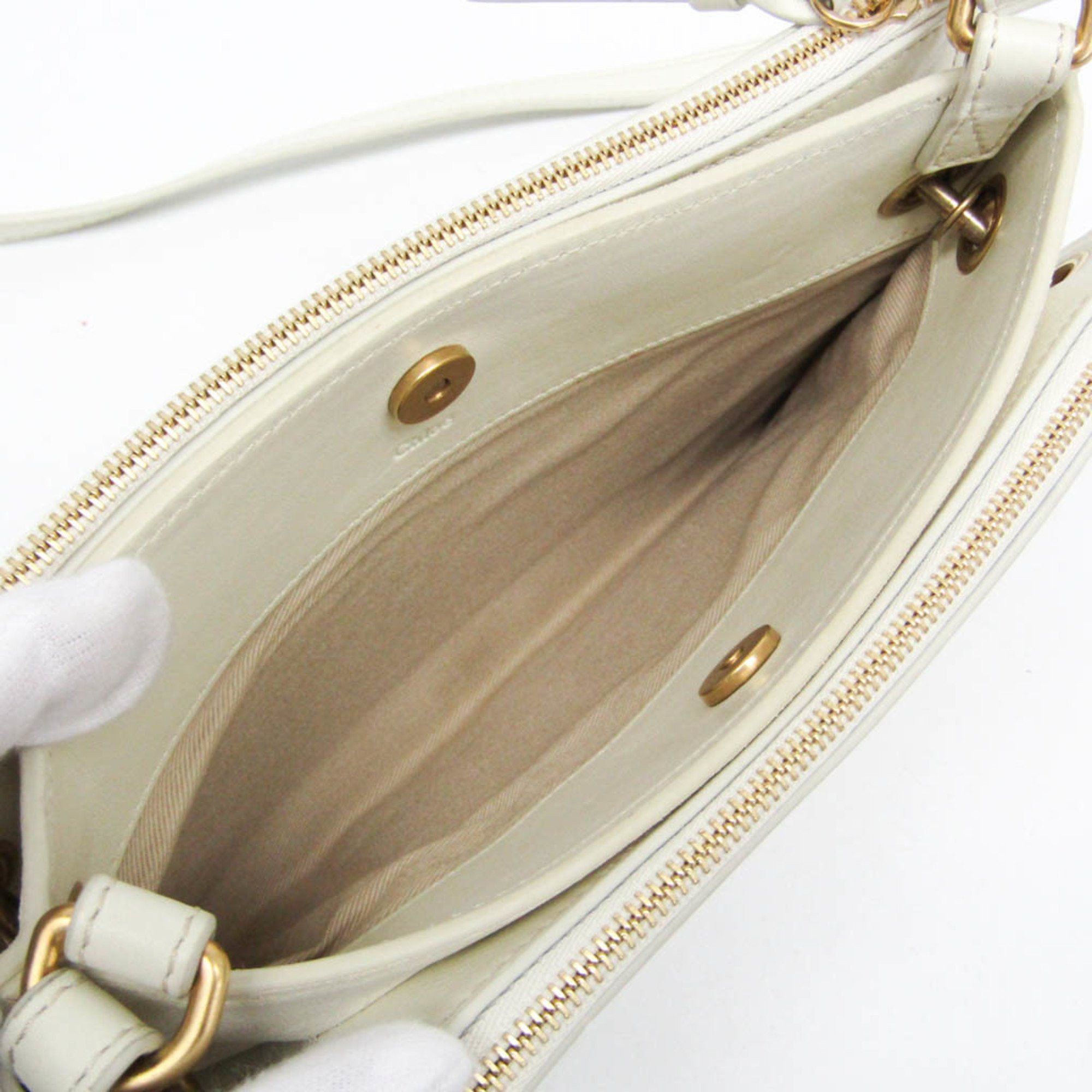 Chloe Chloé Roy CHC18UP021H1Z214 Women's Leather,Suede Shoulder Bag White Size ONE SIZE - 4 Thumbnail