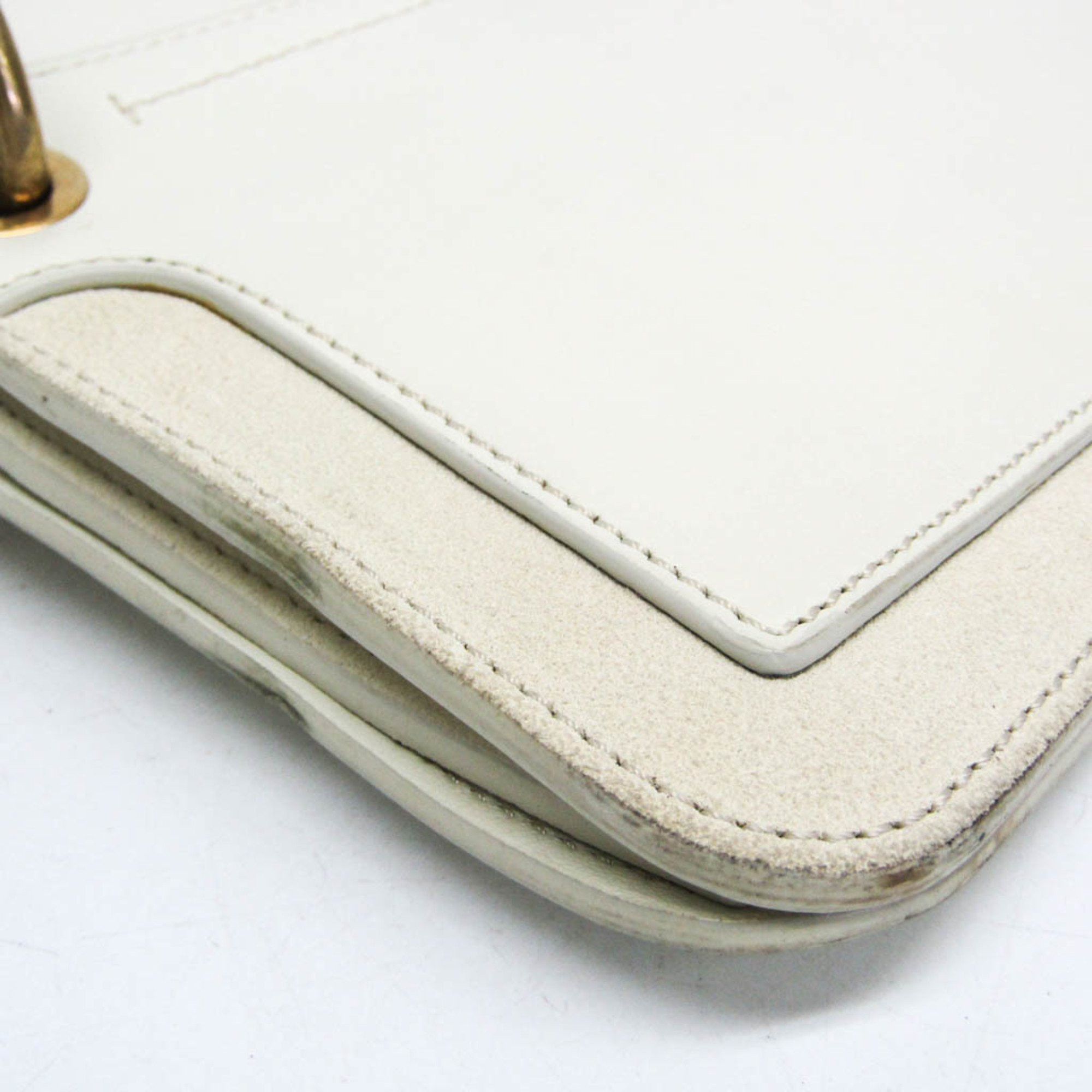 Chloe Chloé Roy CHC18UP021H1Z214 Women's Leather,Suede Shoulder Bag White Size ONE SIZE - 8 Thumbnail
