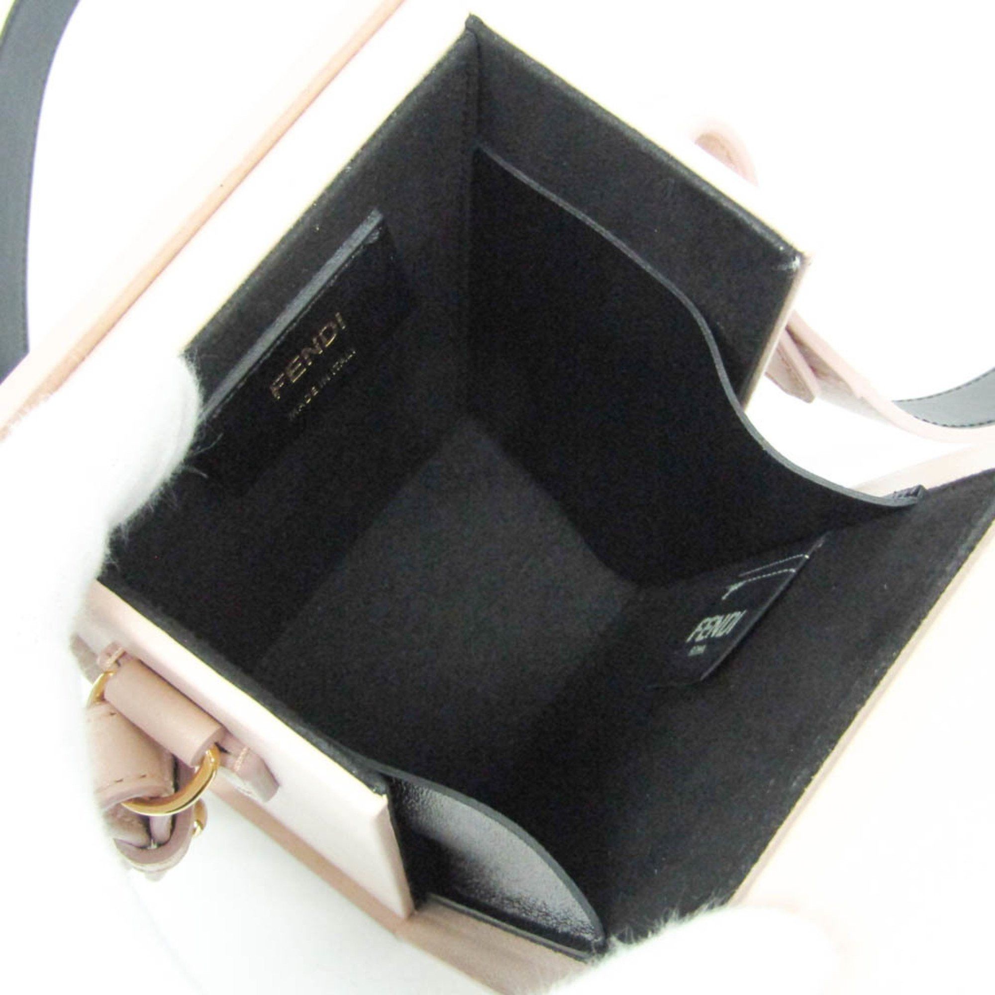 Fendi Fendi Box 8BT339 Women's Leather Shoulder Bag Pink Size ONE SIZE - 4 Thumbnail