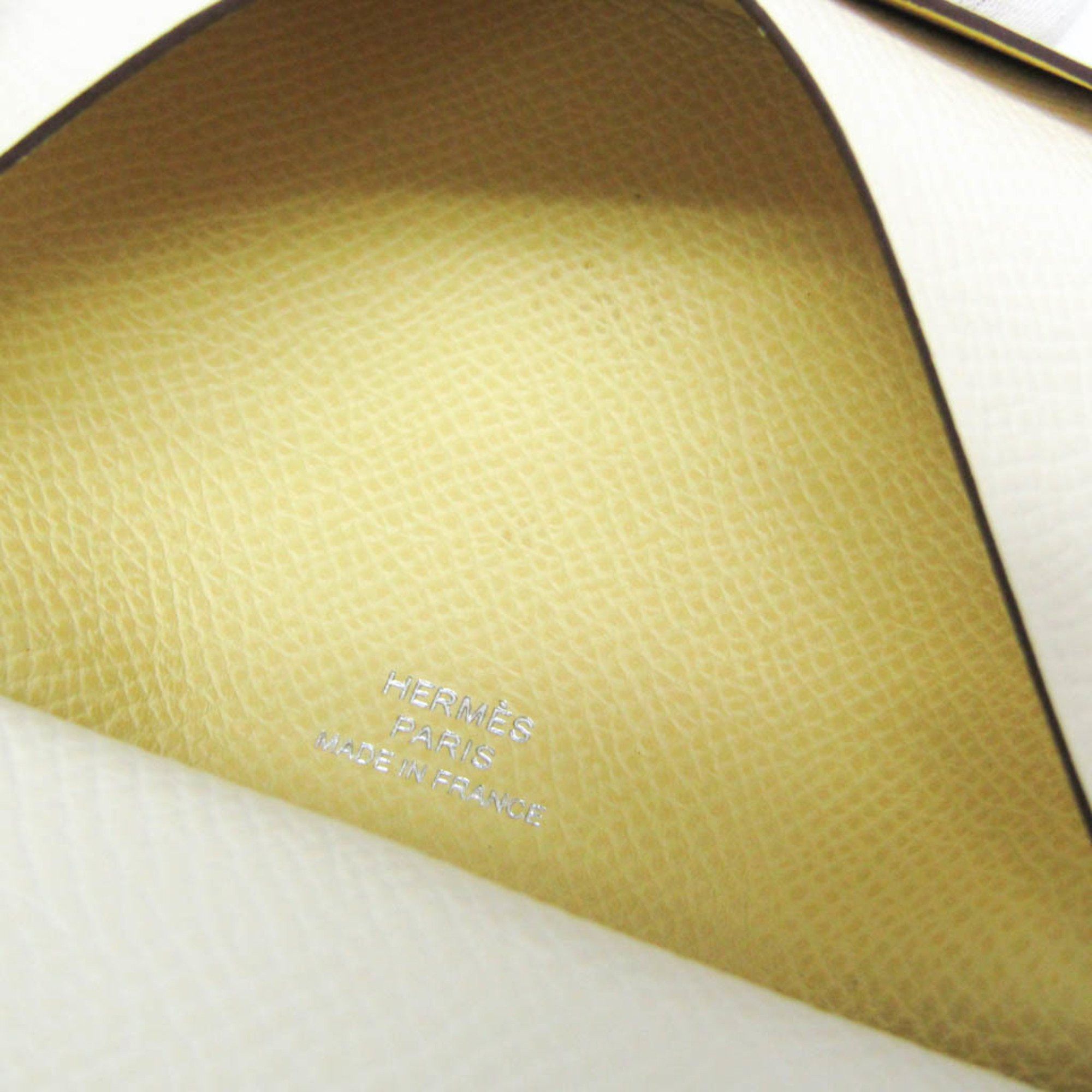 Hermes Hermes Calvi Duo Verso Epsom Leather Card Case Off-white,Yellow Size ONE SIZE - 11 Thumbnail