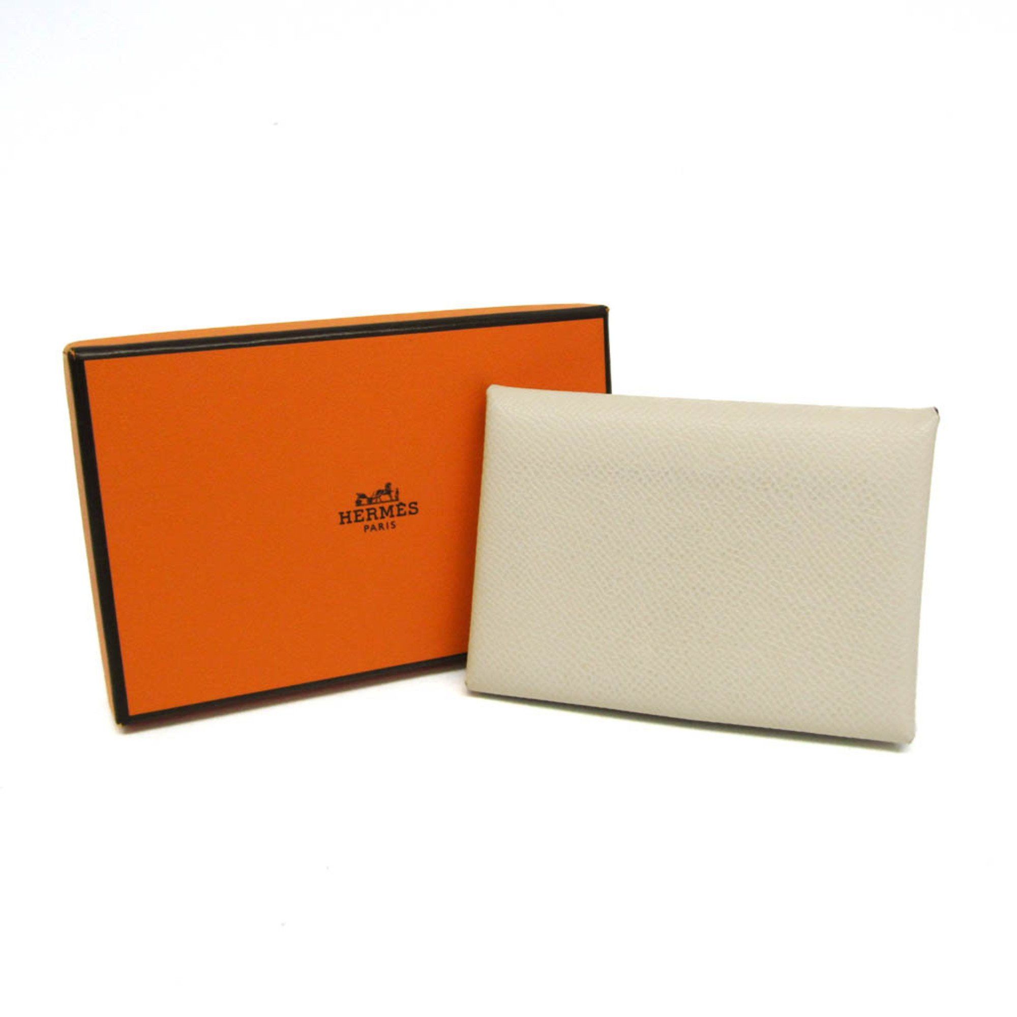 Hermes Hermes Calvi Duo Verso Epsom Leather Card Case Off-white,Yellow Size ONE SIZE - 2 Thumbnail