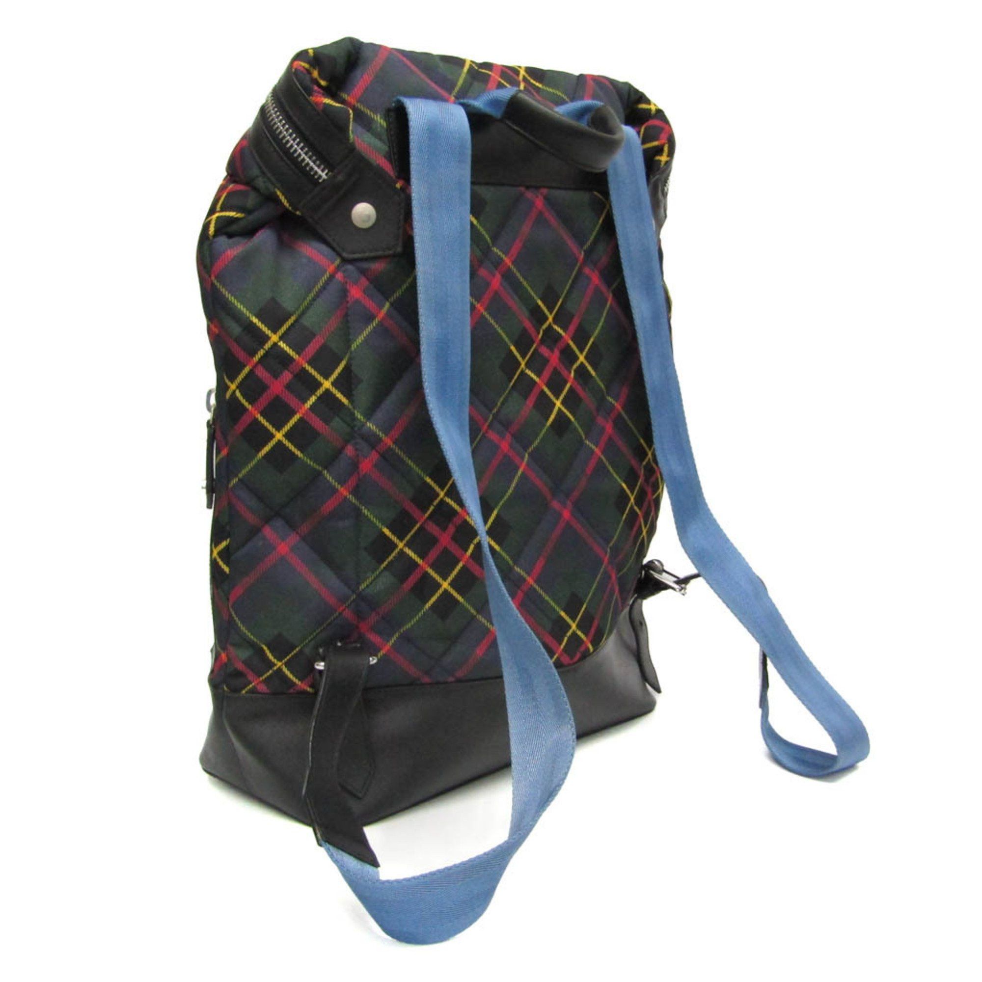 Vivienne Westwood Vivienne Westwood Orb Quilting Women,Men Nylon,Leather Backpack Black,Green Size ONE SIZE - 2 Thumbnail
