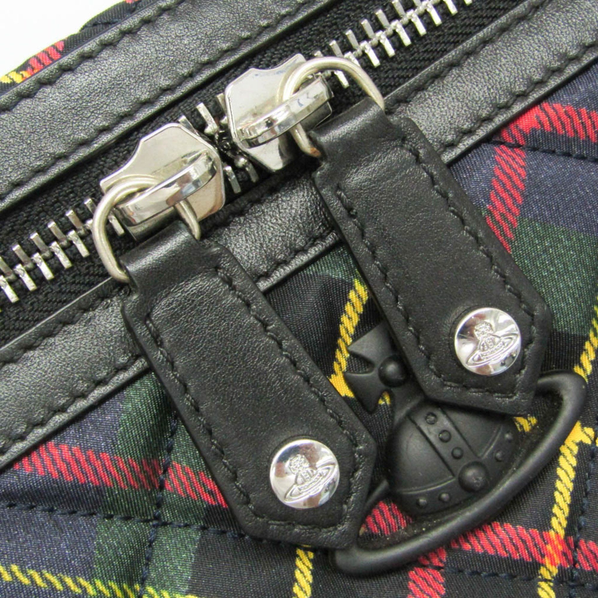 Vivienne Westwood Vivienne Westwood Orb Quilting Women,Men Nylon,Leather Backpack Black,Green Size ONE SIZE - 14 Thumbnail