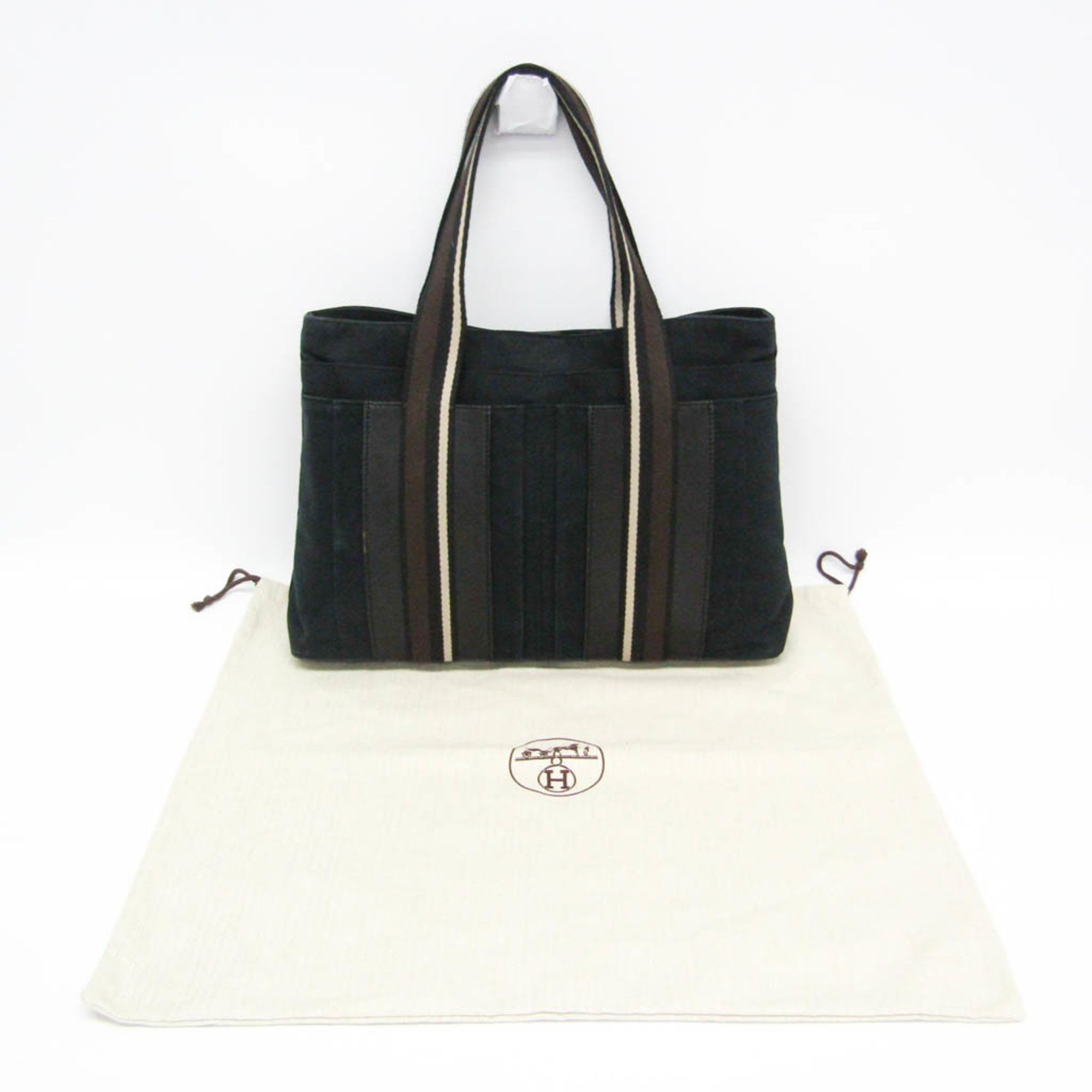 Hermes Hermes Troca Horizontal MM Men,Women Leather,Cotton Handbag Black,Dark Brown Size ONE SIZE - 2 Thumbnail