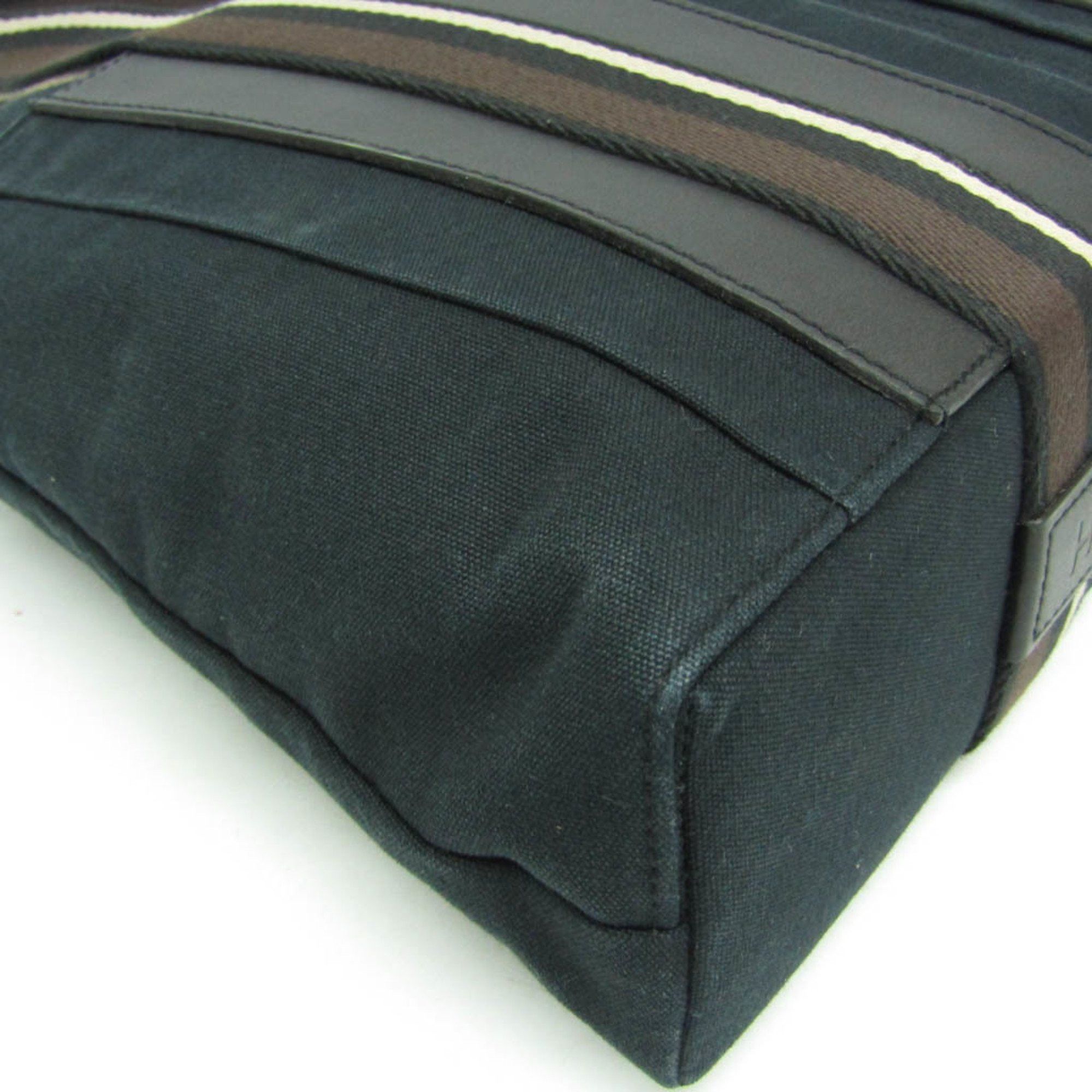 Hermes Hermes Troca Horizontal MM Men,Women Leather,Cotton Handbag Black,Dark Brown Size ONE SIZE - 6 Thumbnail