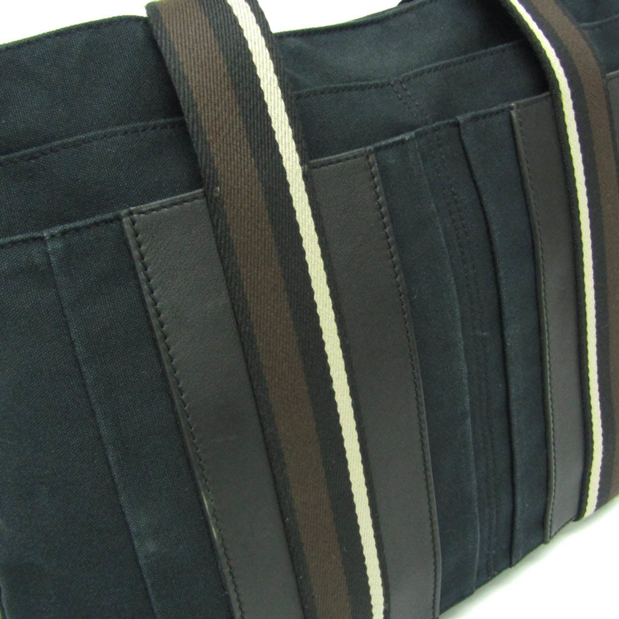 Hermes Hermes Troca Horizontal MM Men,Women Leather,Cotton Handbag Black,Dark Brown Size ONE SIZE - 10 Thumbnail
