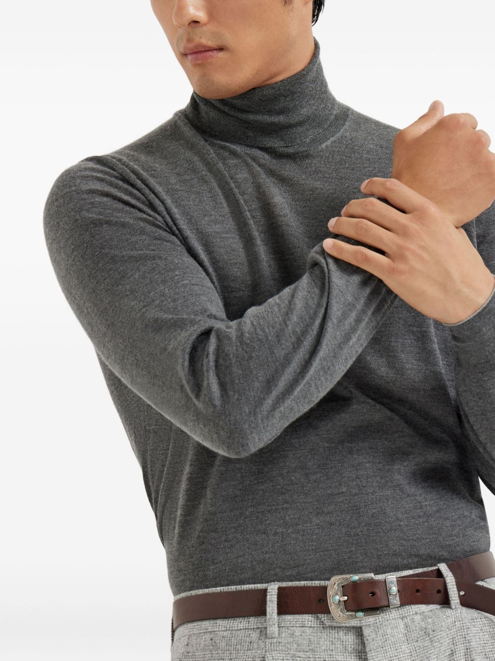 Brunello Cucinelli CASHMERE BLEND TURTLE-NECK SWEATER Size US XL / EU 56 / 4 - 5 Thumbnail