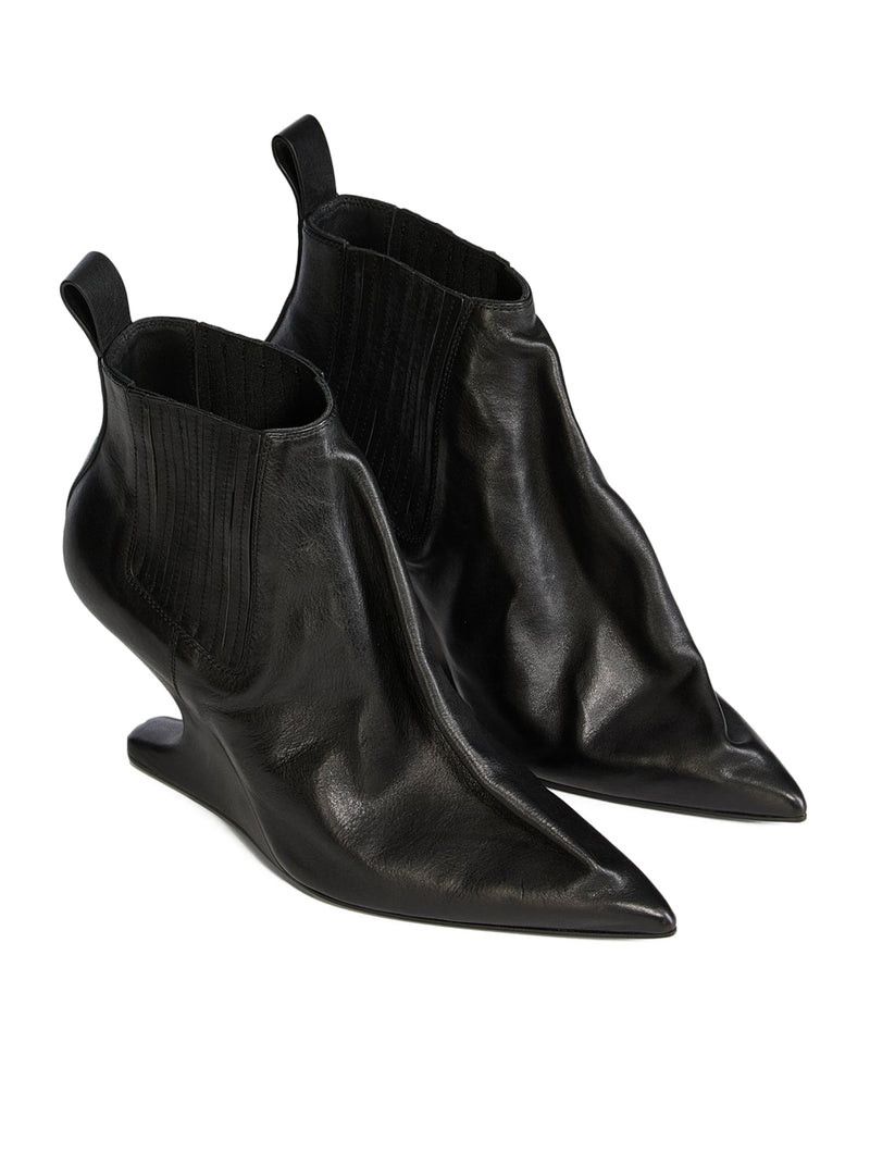 Rick Owens ANKLE TACO LEATHER BOOTS Size US 9 / IT 39 - 2 Thumbnail