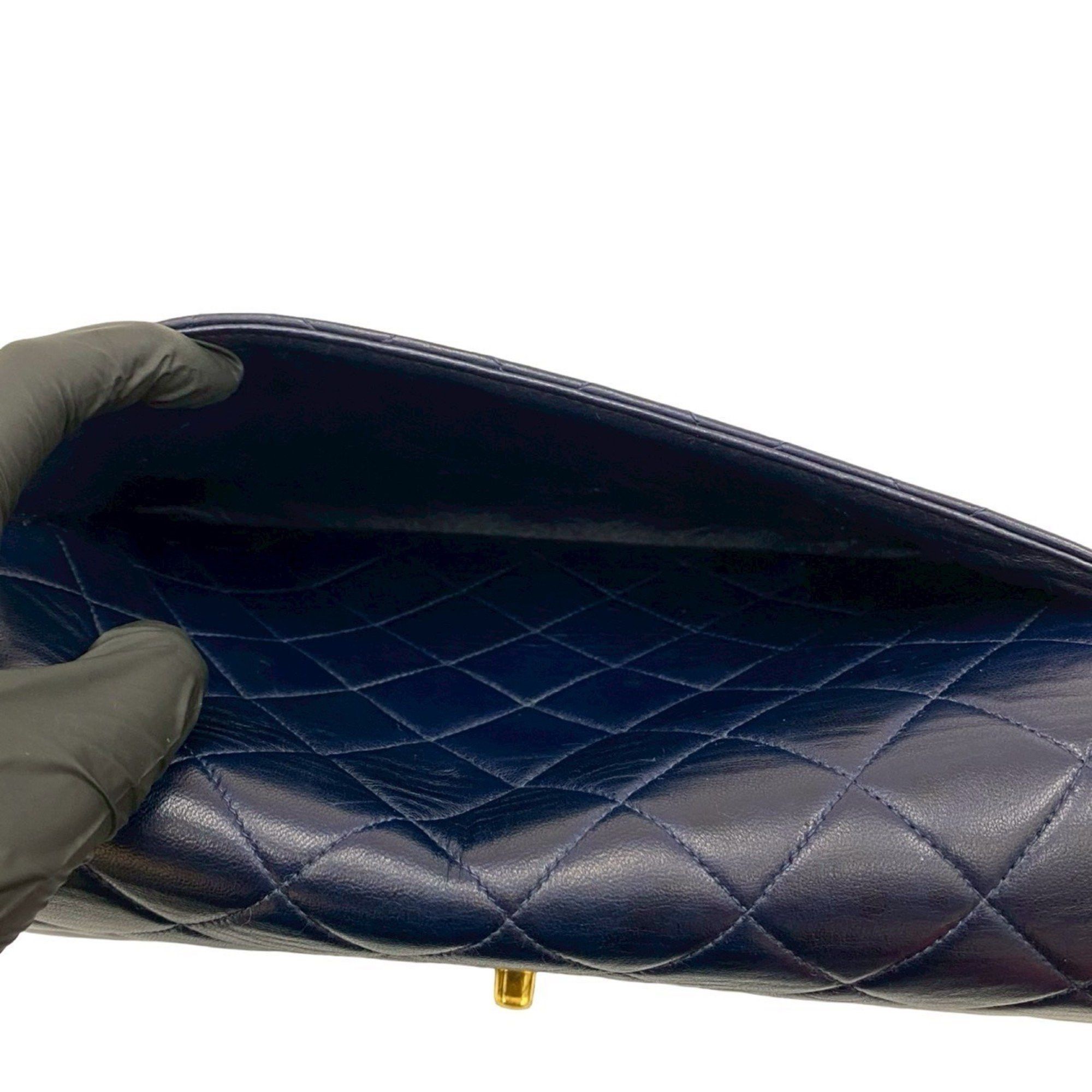 Chanel CHANEL Matelasse Coco Mark Lambskin Double-Face Leather Handbag, Navy, 38984 Size ONE SIZE - 10 Thumbnail
