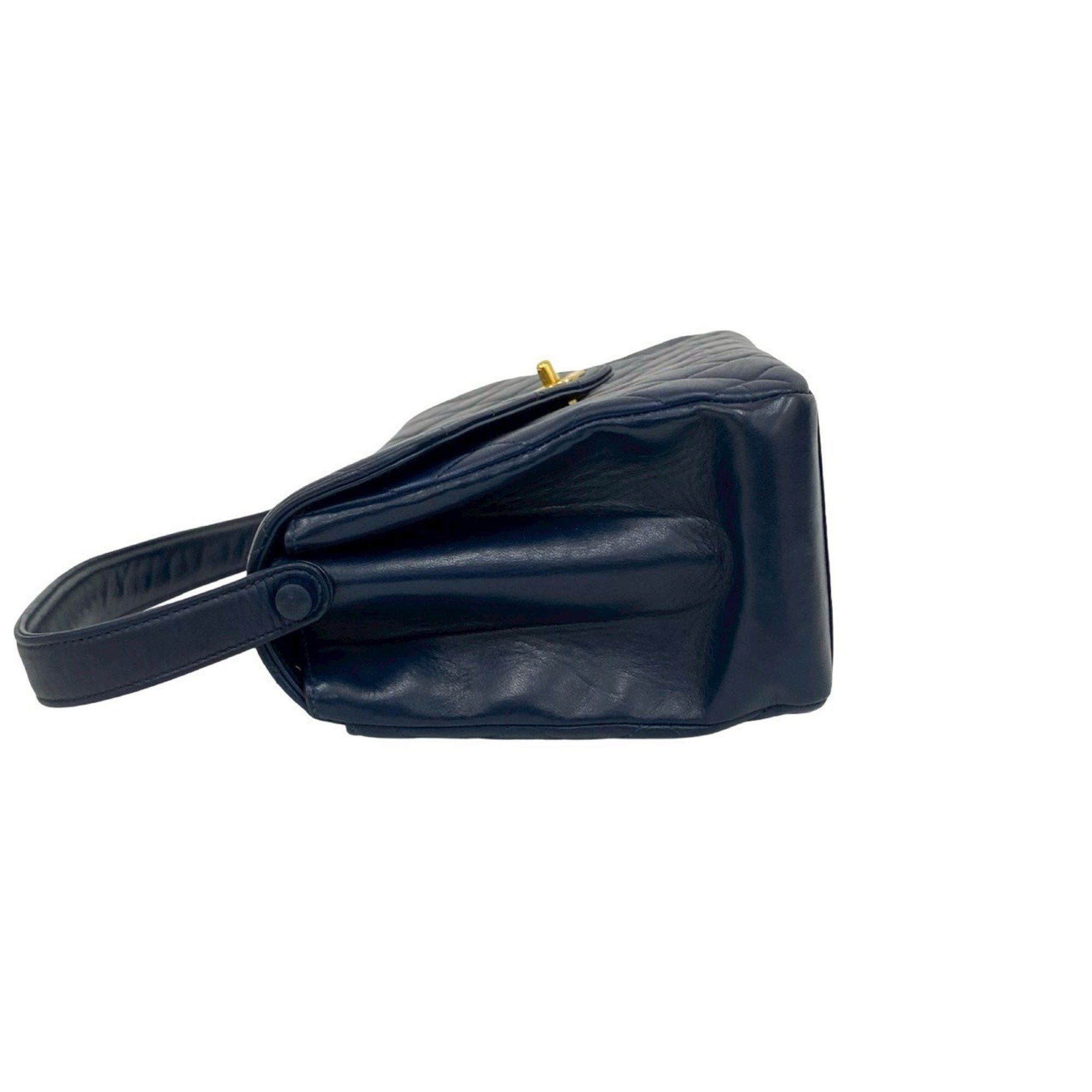 Chanel CHANEL Matelasse Coco Mark Lambskin Double-Face Leather Handbag, Navy, 38984 Size ONE SIZE - 5 Thumbnail