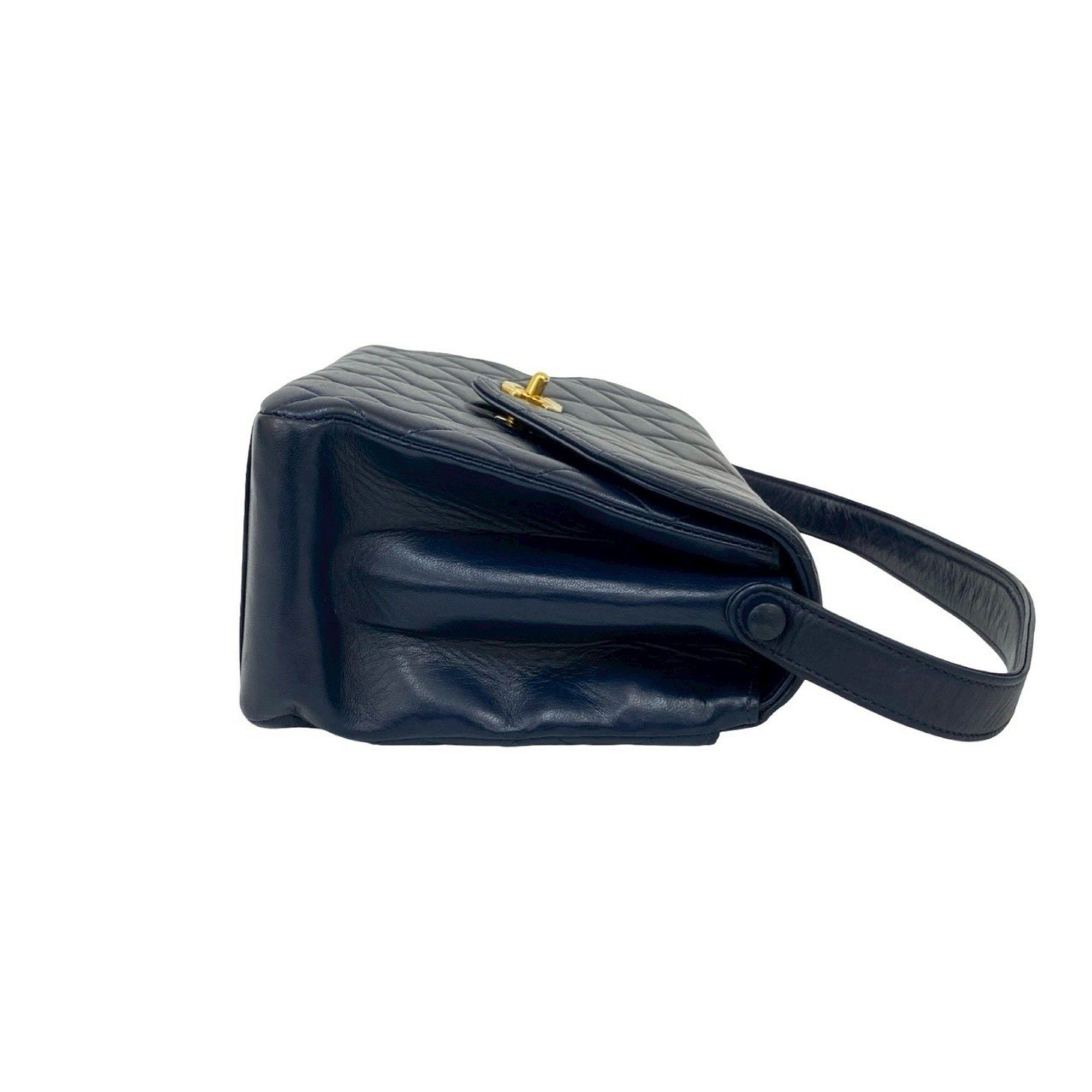 Chanel CHANEL Matelasse Coco Mark Lambskin Double-Face Leather Handbag, Navy, 38984 Size ONE SIZE - 6 Thumbnail