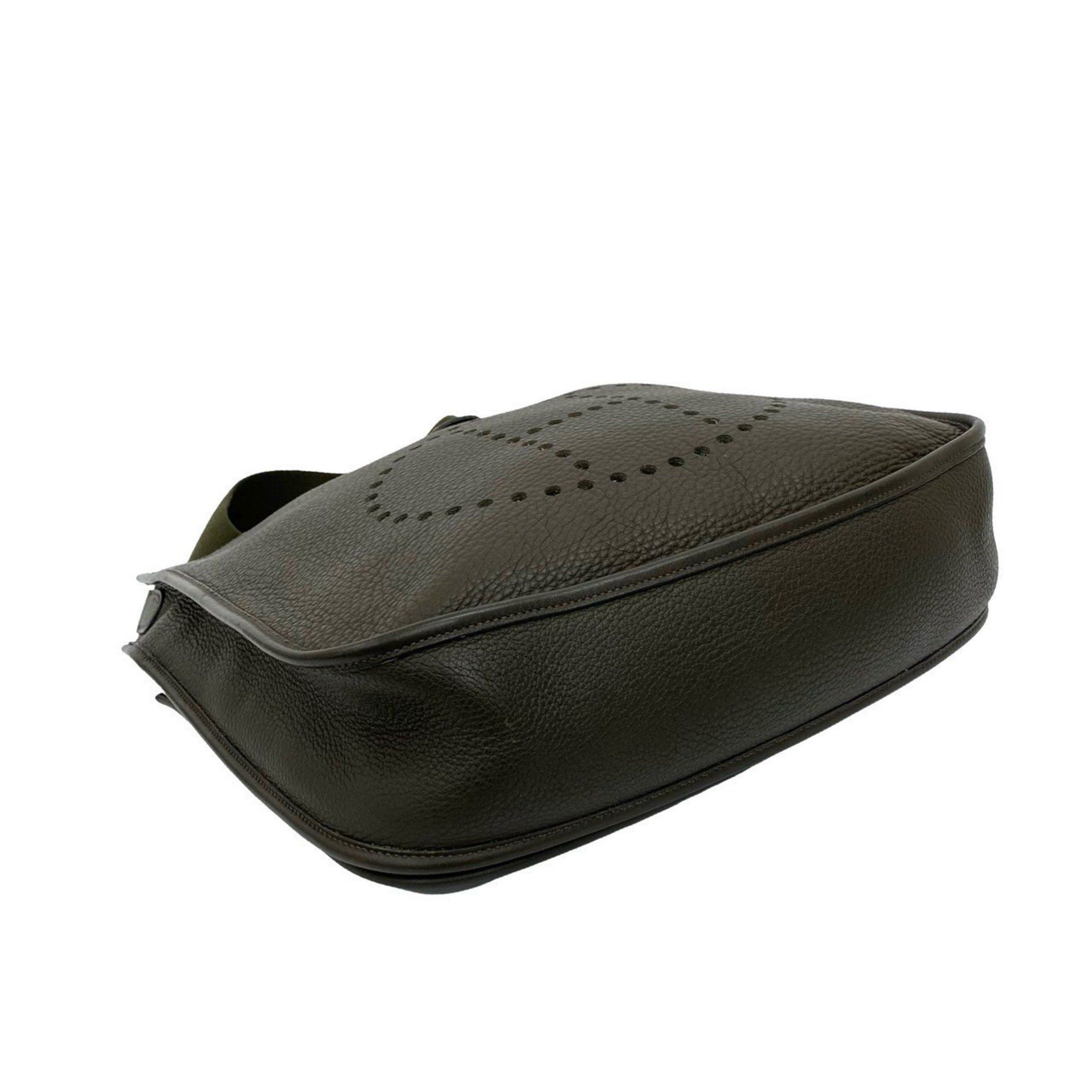 Hermes □H Stamped HERMES Evelyn 3 GM Taurillon Clemence Leather Shoulder Bag/Pochette/Sacoche Khaki 610-7 Size ONE SIZE - 7 Thumbnail