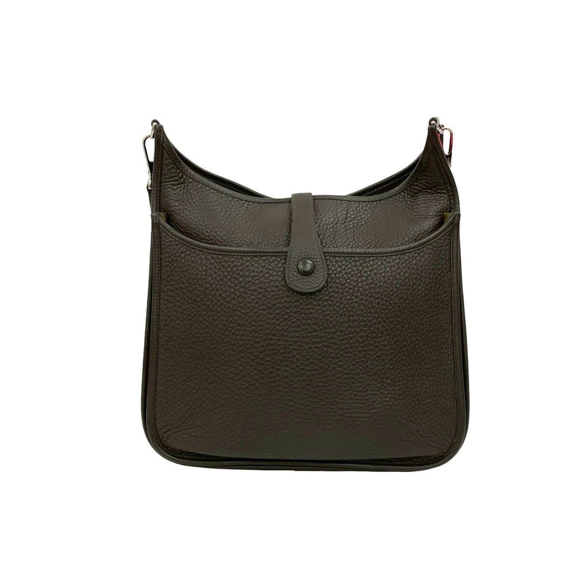 Hermes □H Stamped HERMES Evelyn 3 GM Taurillon Clemence Leather Shoulder Bag/Pochette/Sacoche Khaki 610-7 Size ONE SIZE - 3 Thumbnail