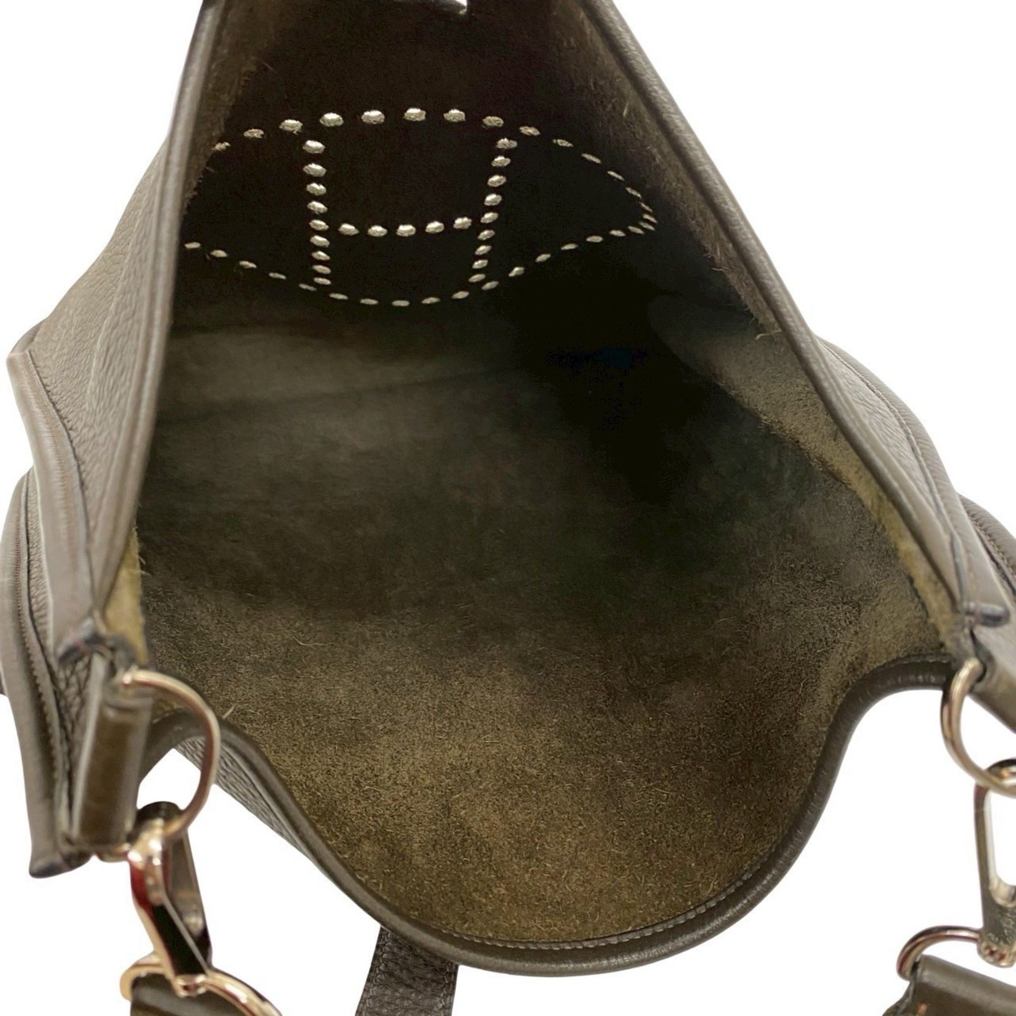 Hermes □H Stamped HERMES Evelyn 3 GM Taurillon Clemence Leather Shoulder Bag/Pochette/Sacoche Khaki 610-7 Size ONE SIZE - 9 Thumbnail