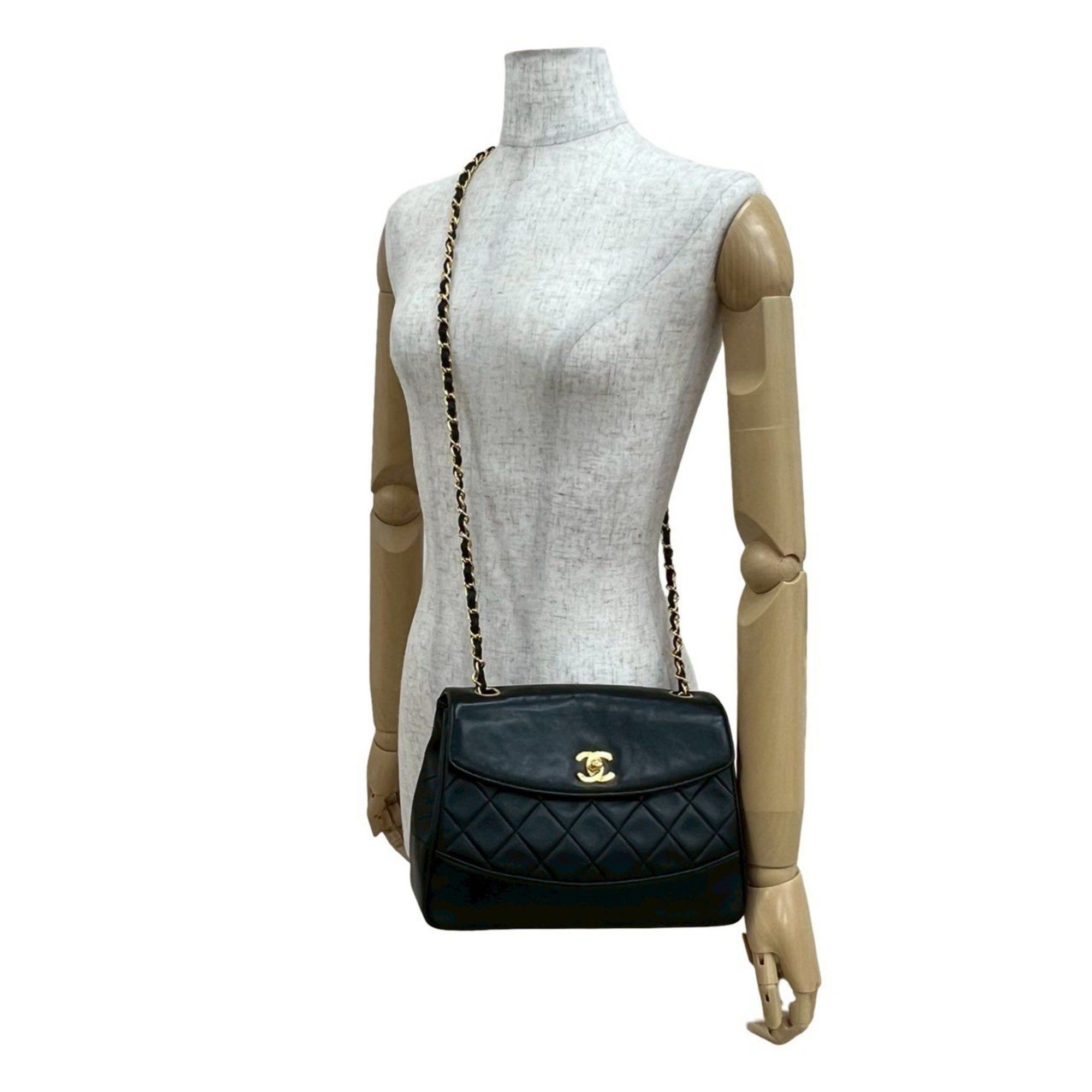 CHANEL Matelasse Coco Mark Lambskin Leather Chain Shoulder Bag, Black, 35002
