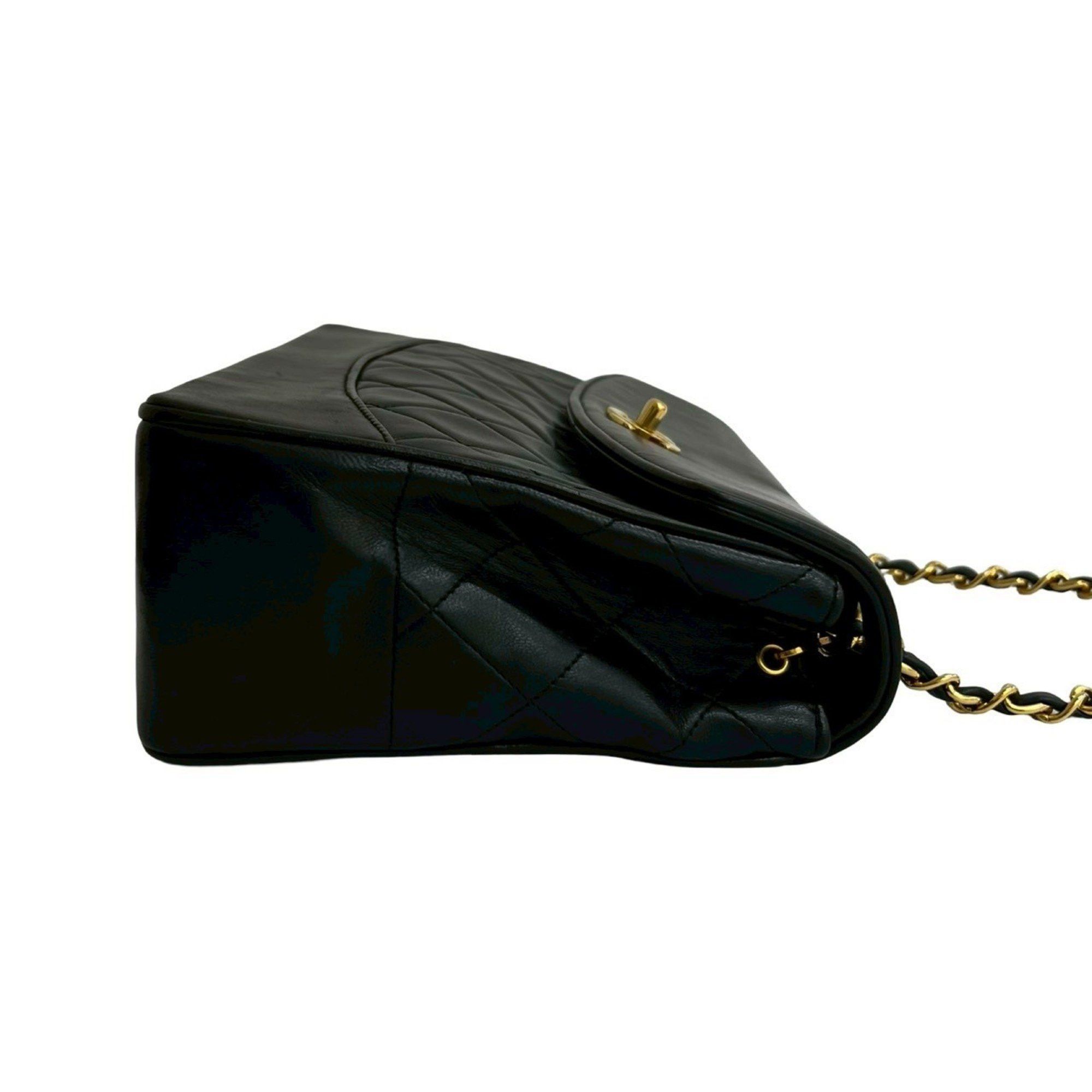 CHANEL Matelasse Coco Mark Lambskin Leather Chain Shoulder Bag, Black, 35002