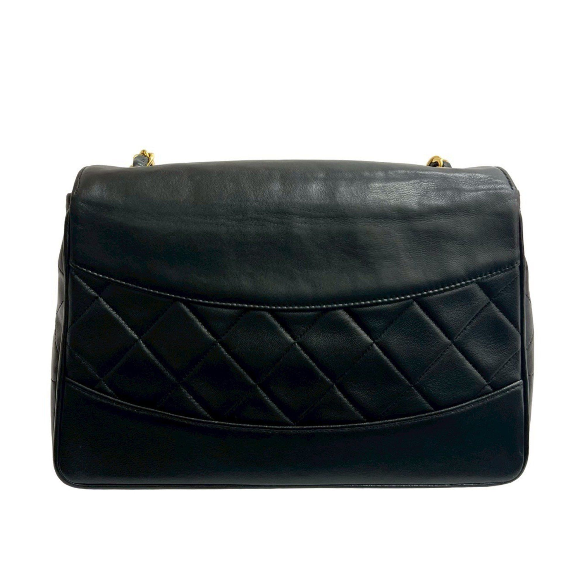 CHANEL Matelasse Coco Mark Lambskin Leather Chain Shoulder Bag, Black, 35002