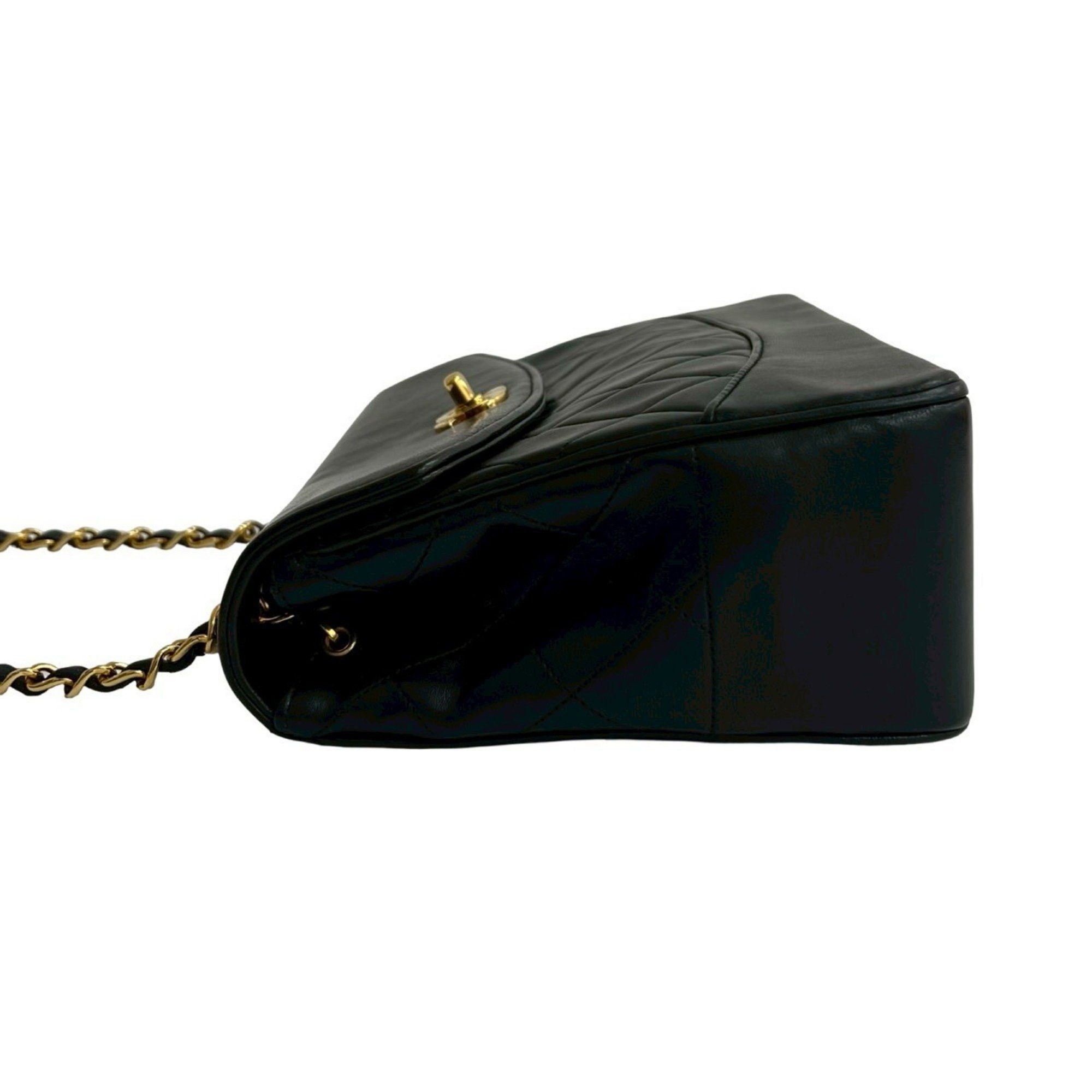 CHANEL Matelasse Coco Mark Lambskin Leather Chain Shoulder Bag, Black, 35002