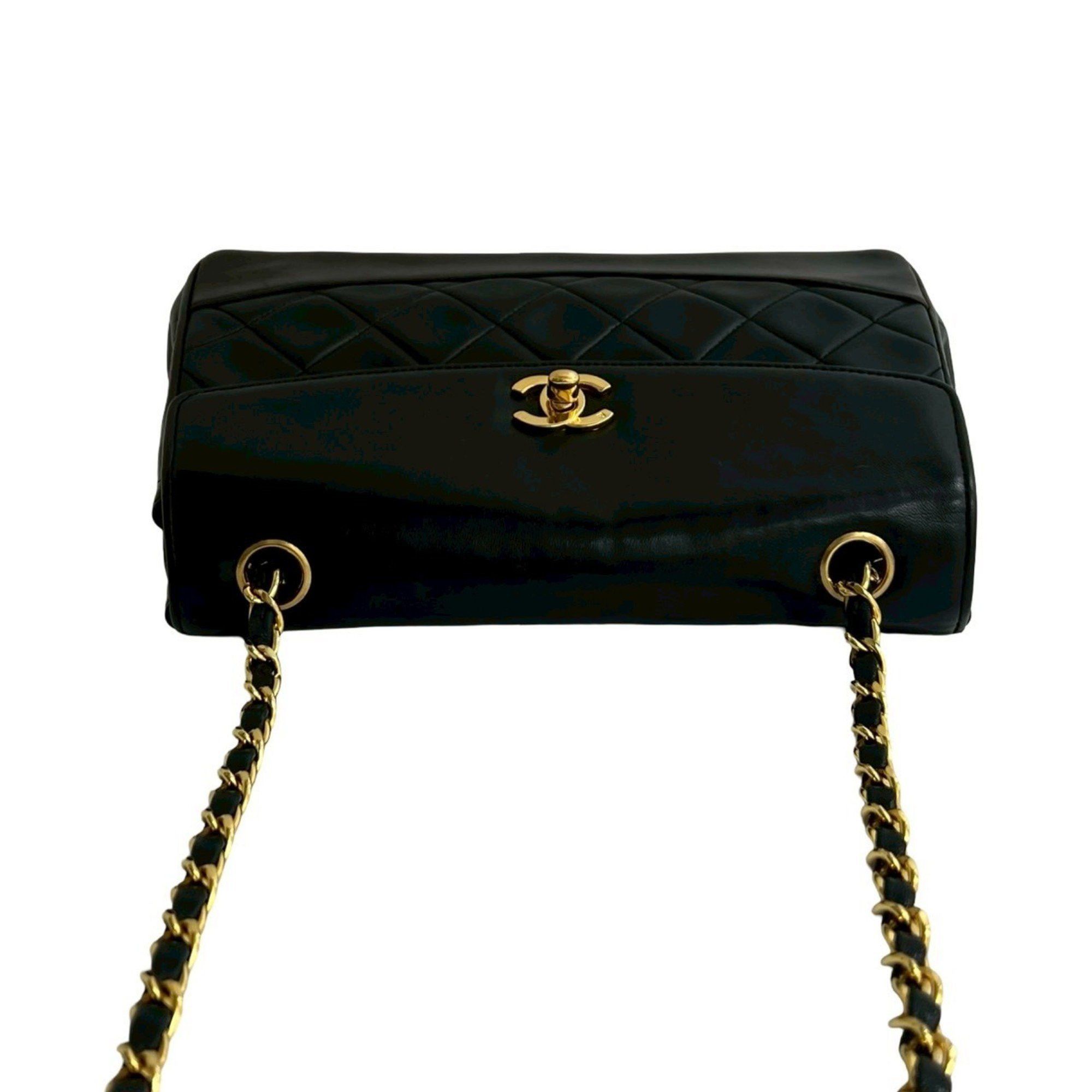 CHANEL Matelasse Coco Mark Lambskin Leather Chain Shoulder Bag, Black, 35002