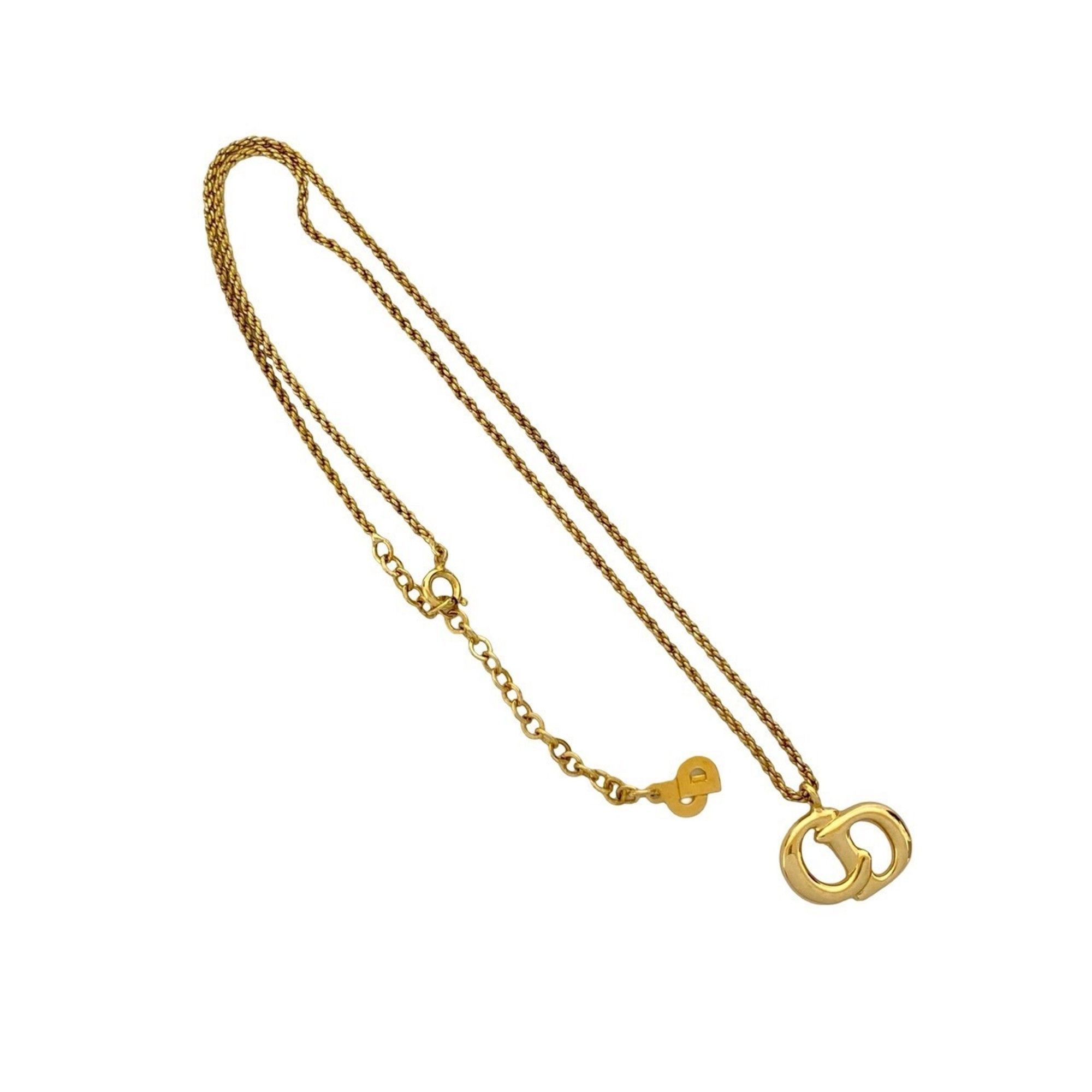Dior Christian Dior Vintage CD Logo Necklace Pendant Choker Gold 652-3 Size ONE SIZE - 4 Thumbnail